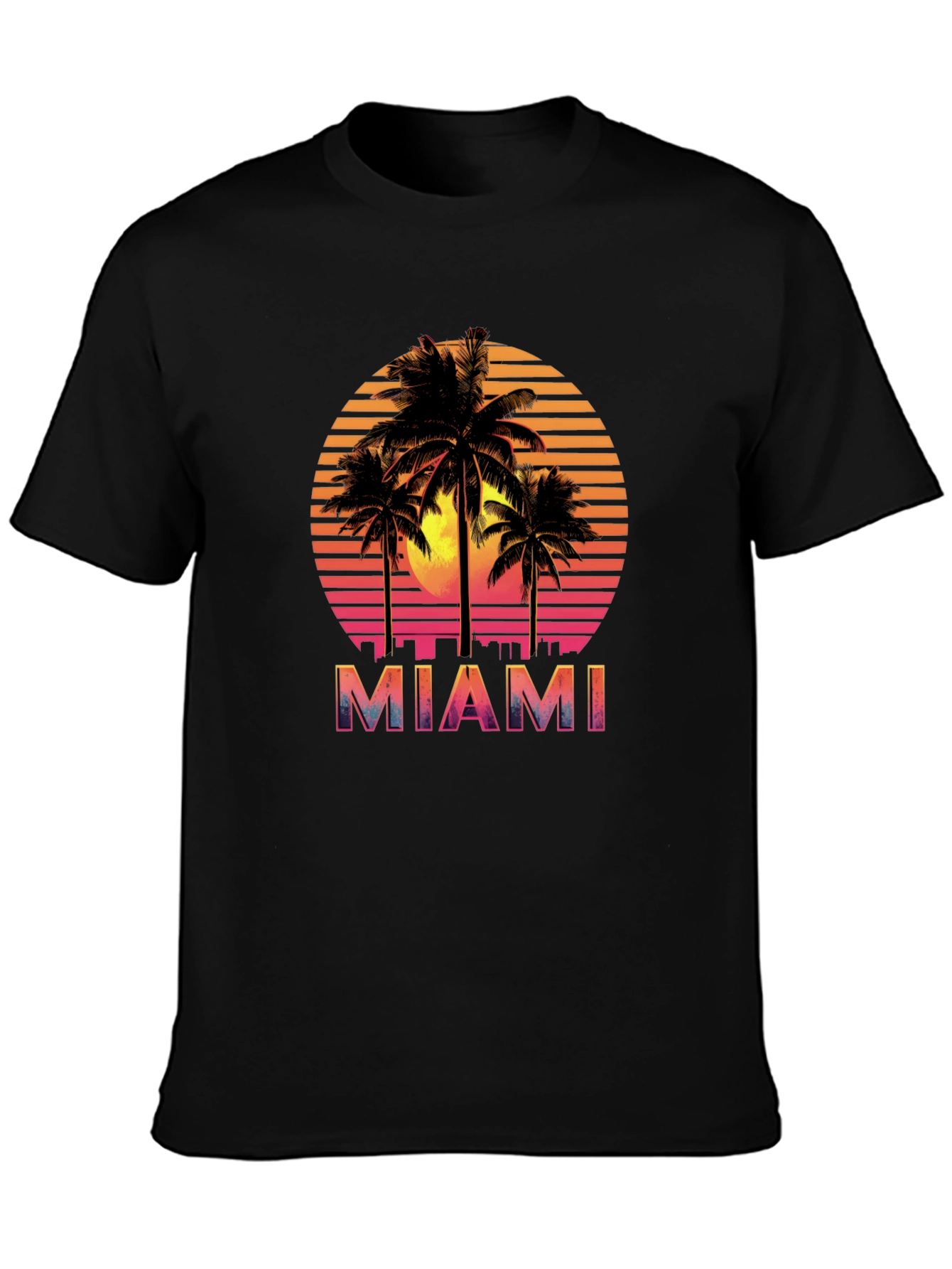 Miami Sunset Palm Tree Graphic Tee