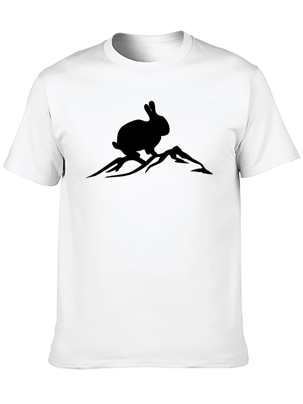 Rabbit on Mountain Tee - Black Graphic T-Shirt
