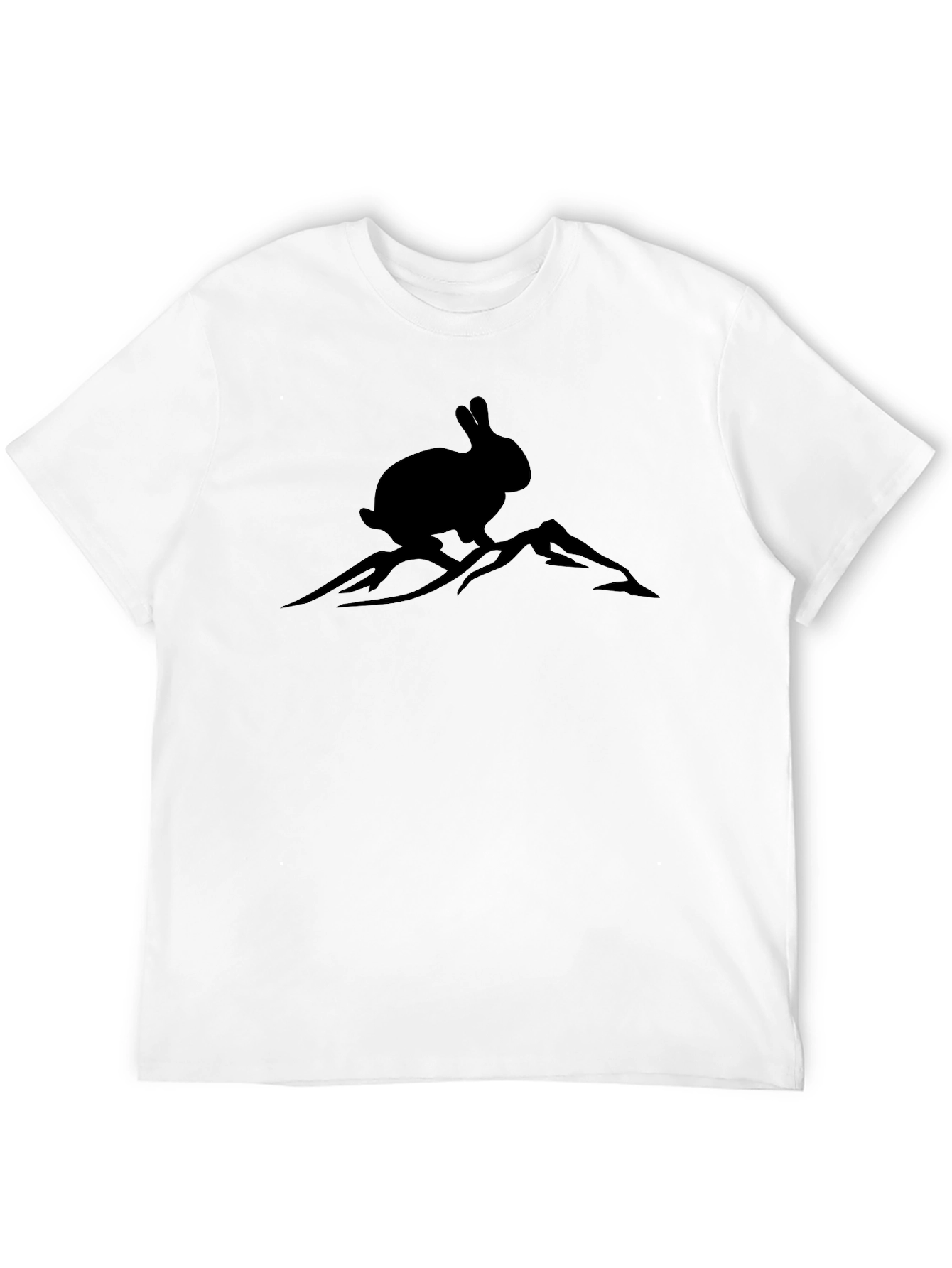 Rabbit on Mountain Tee - Black Graphic T-Shirt