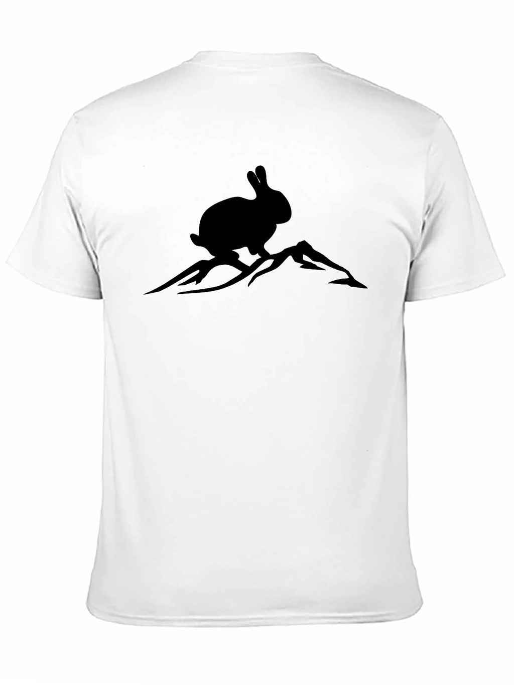 Rabbit on Mountain Tee - Black Graphic T-Shirt