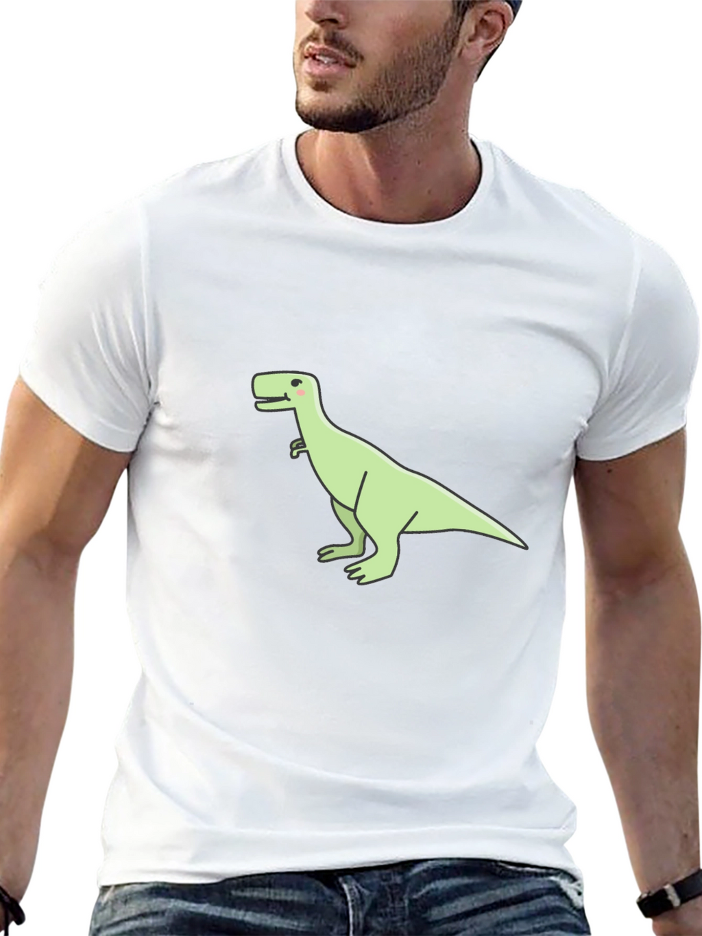 Dinosaur Graphic Tee - Casual Black T-Shirt