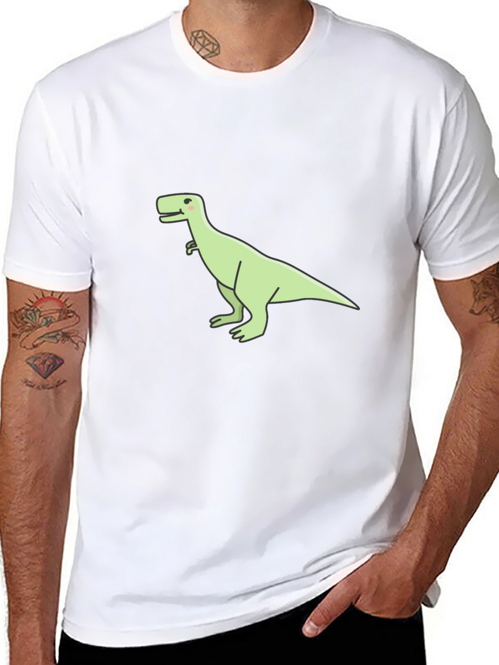Dinosaur Graphic Tee - Casual Black T-Shirt