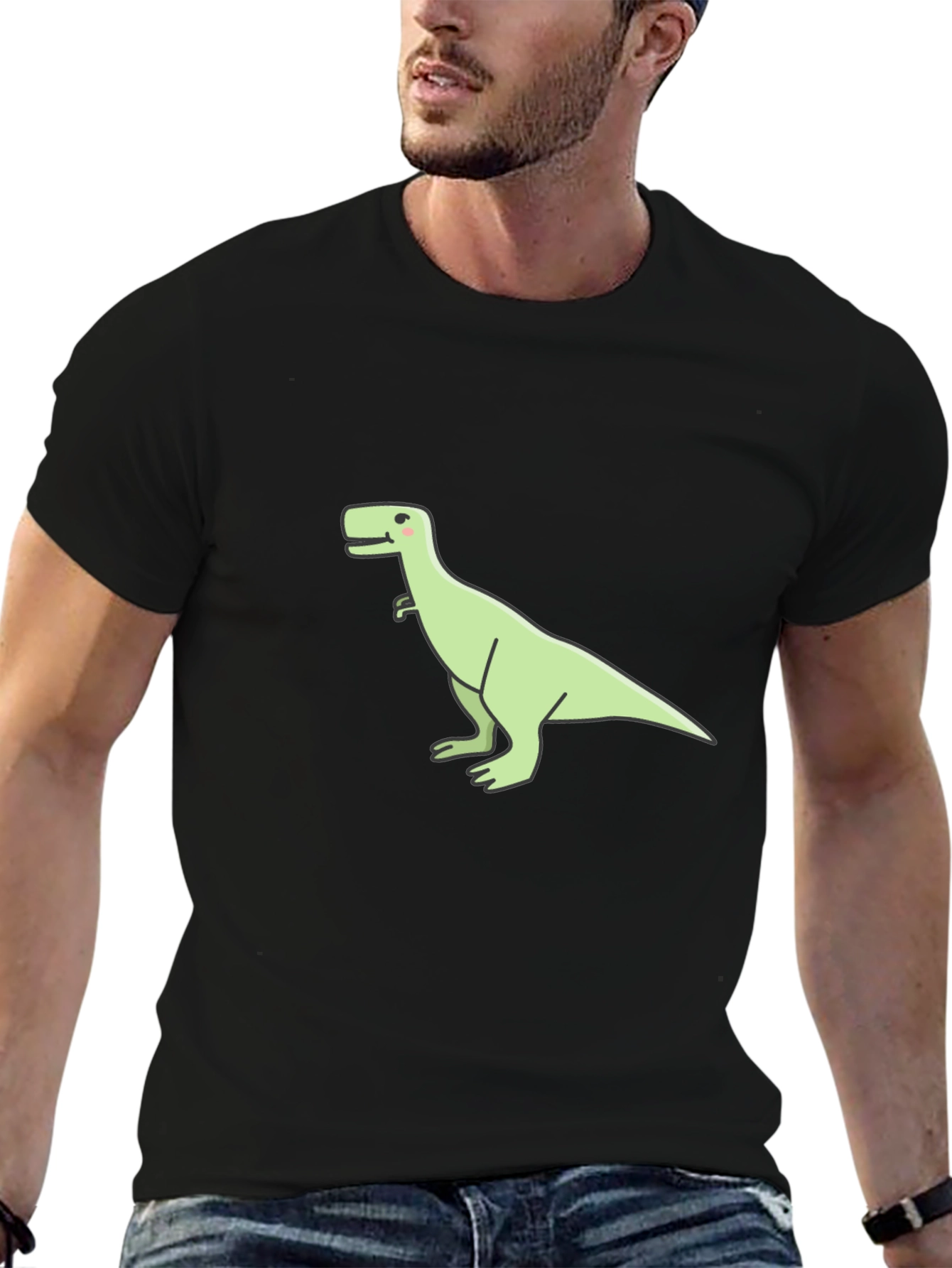 Dinosaur Graphic Tee - Casual Black T-Shirt