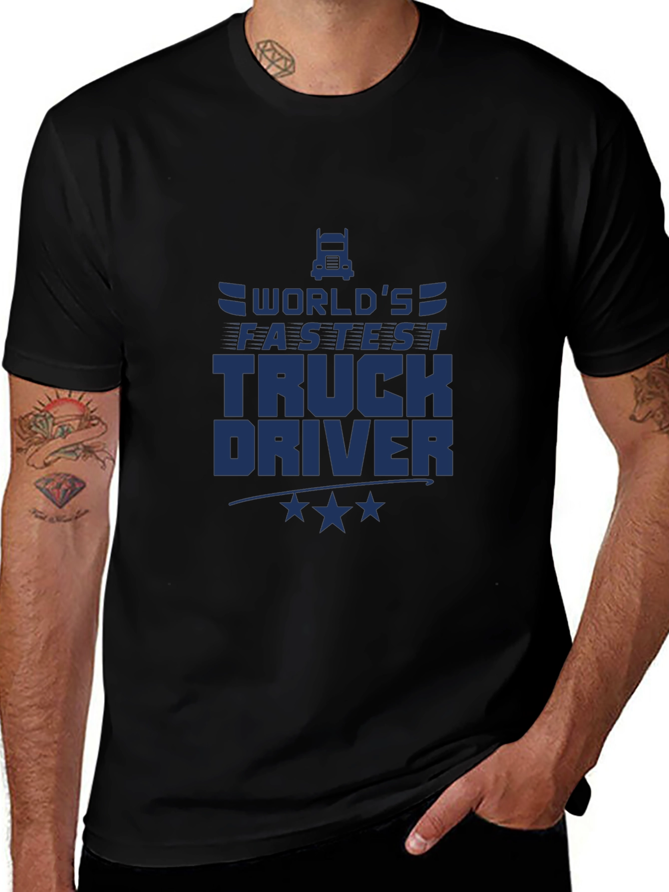 Worlds Fastest Truck Driver Black T-Shirt