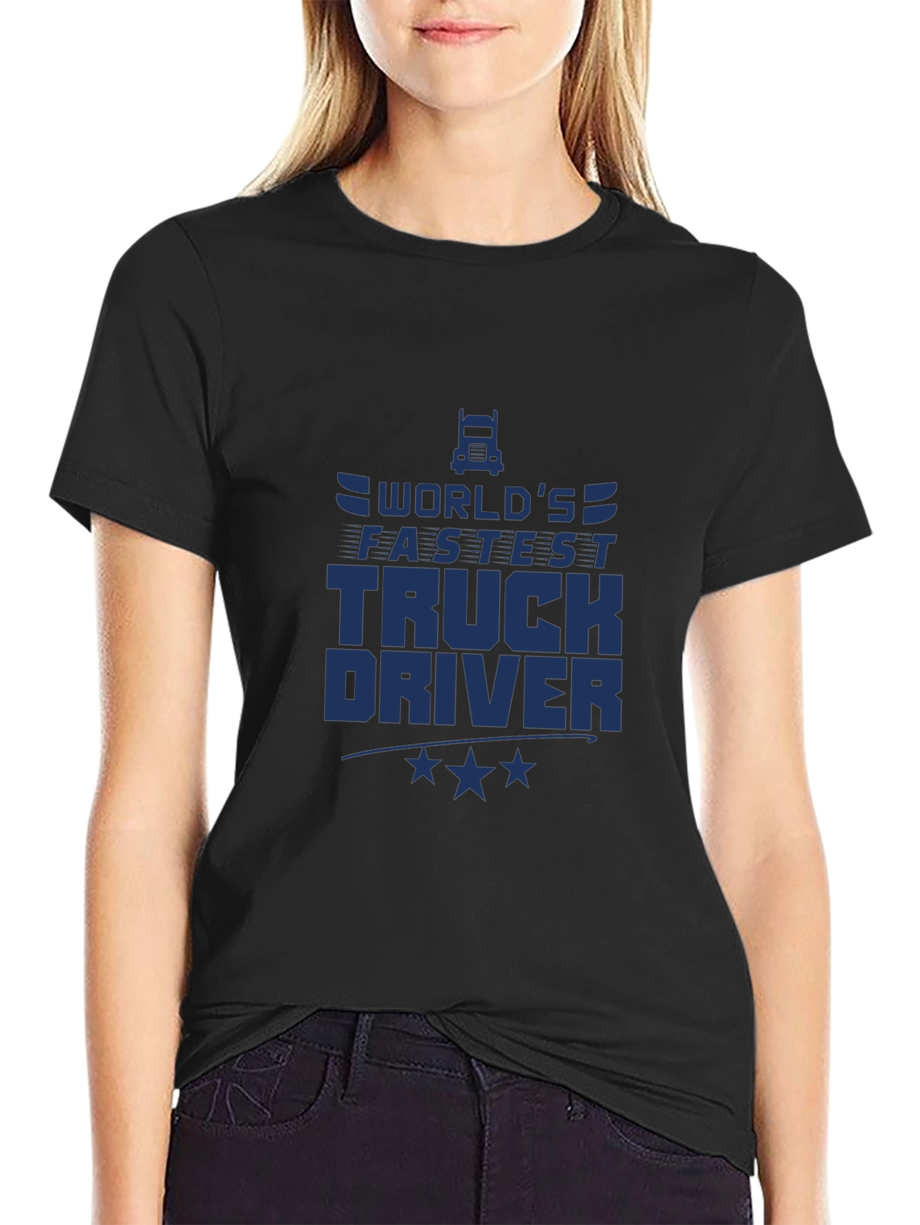 Worlds Fastest Truck Driver Black T-Shirt