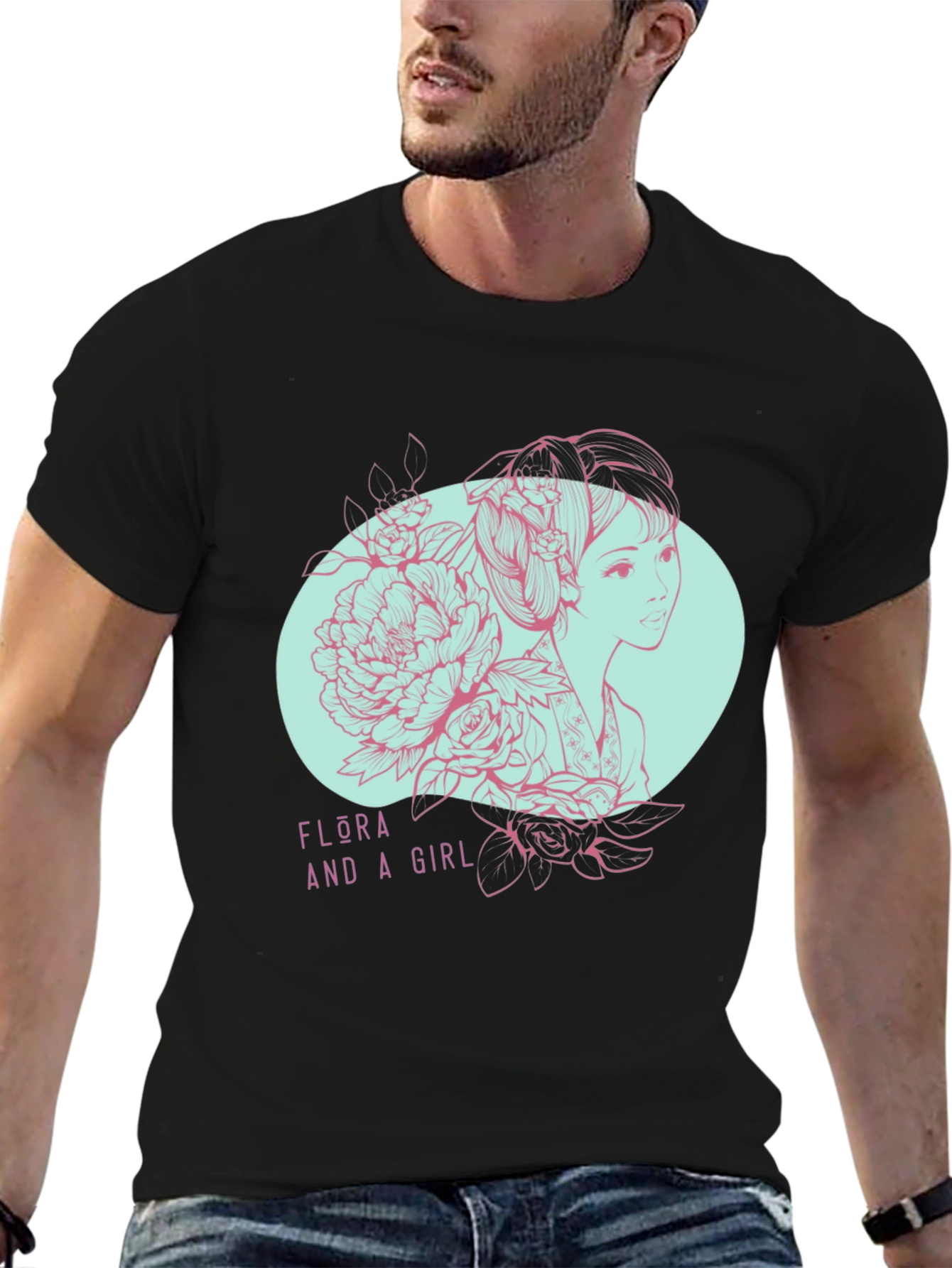 Flora and a Girl Tee - Unique Graphic Design