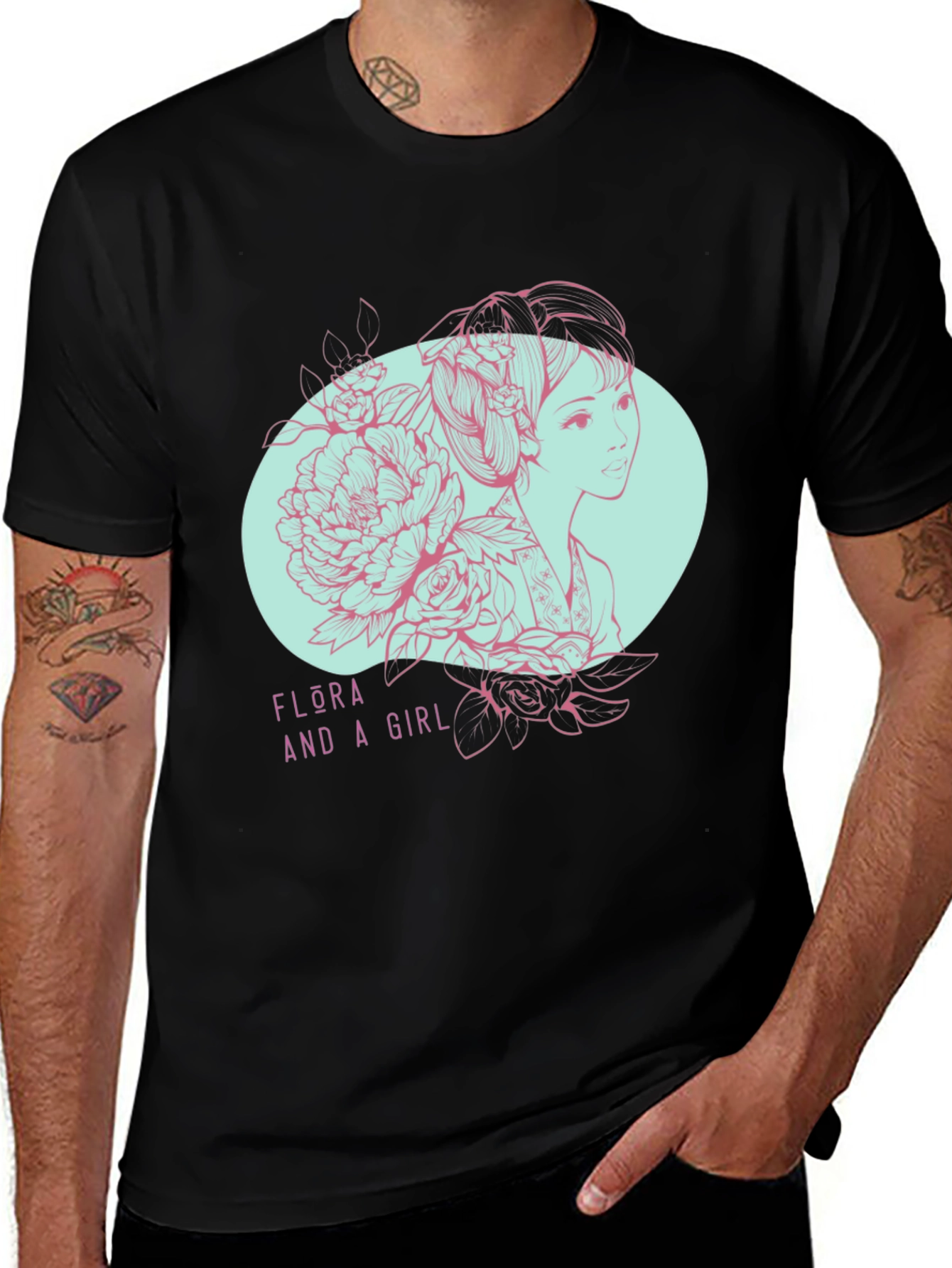 Flora and a Girl Tee - Unique Graphic Design