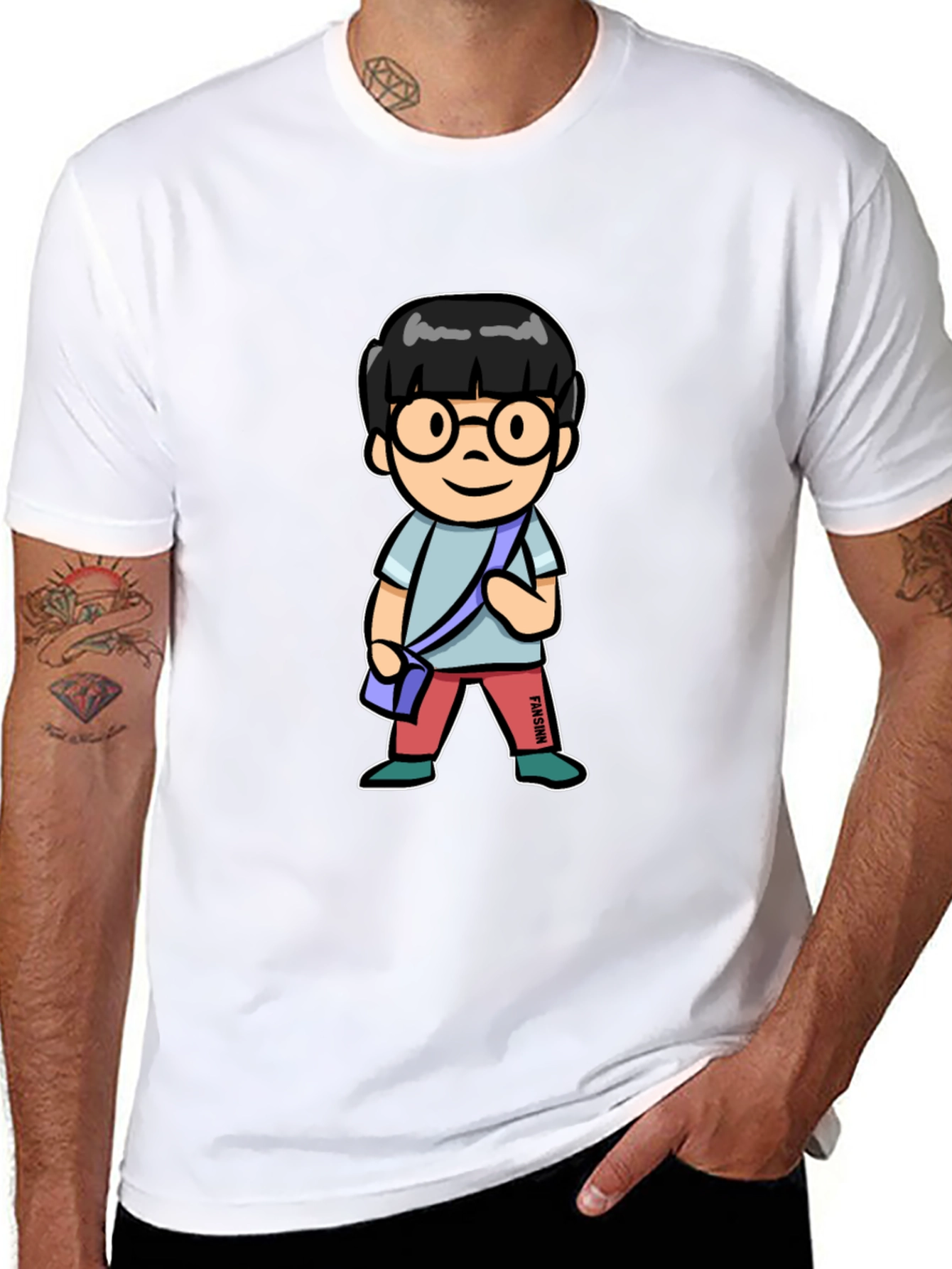 Cartoon Character T-Shirt Black Cotton Tee