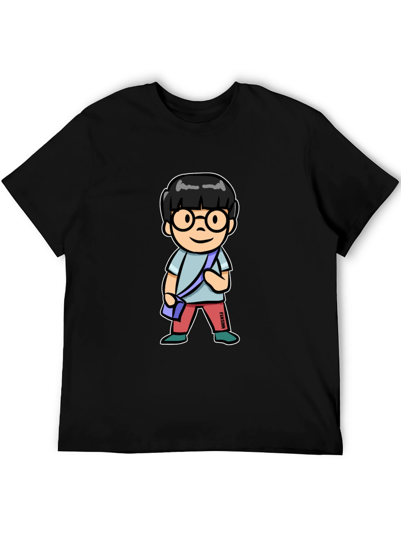 Cartoon Character T-Shirt Black Cotton Tee