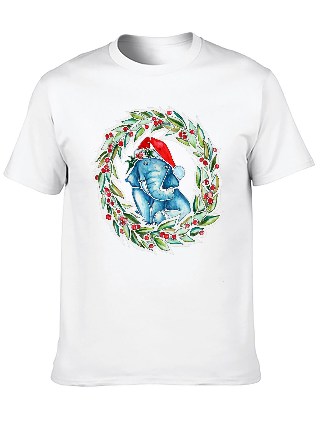 Christmas Elephant Wreath Graphic Tee