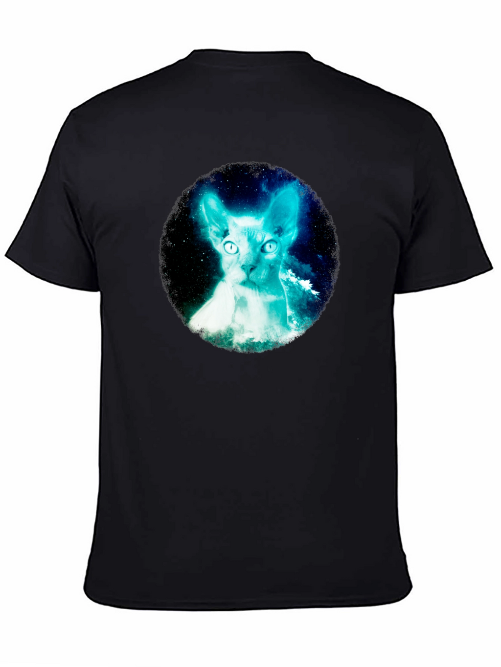 Sphynx Cat Galaxy Graphic Black T-Shirt