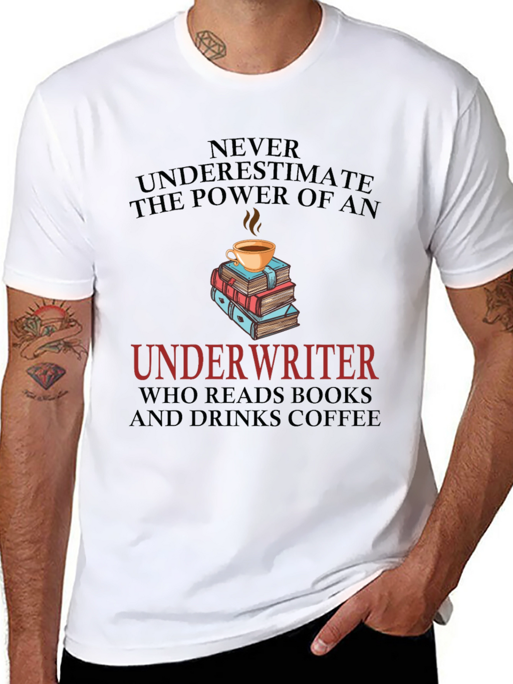 Underwriter Coffee & Books Graphic T-Shirt