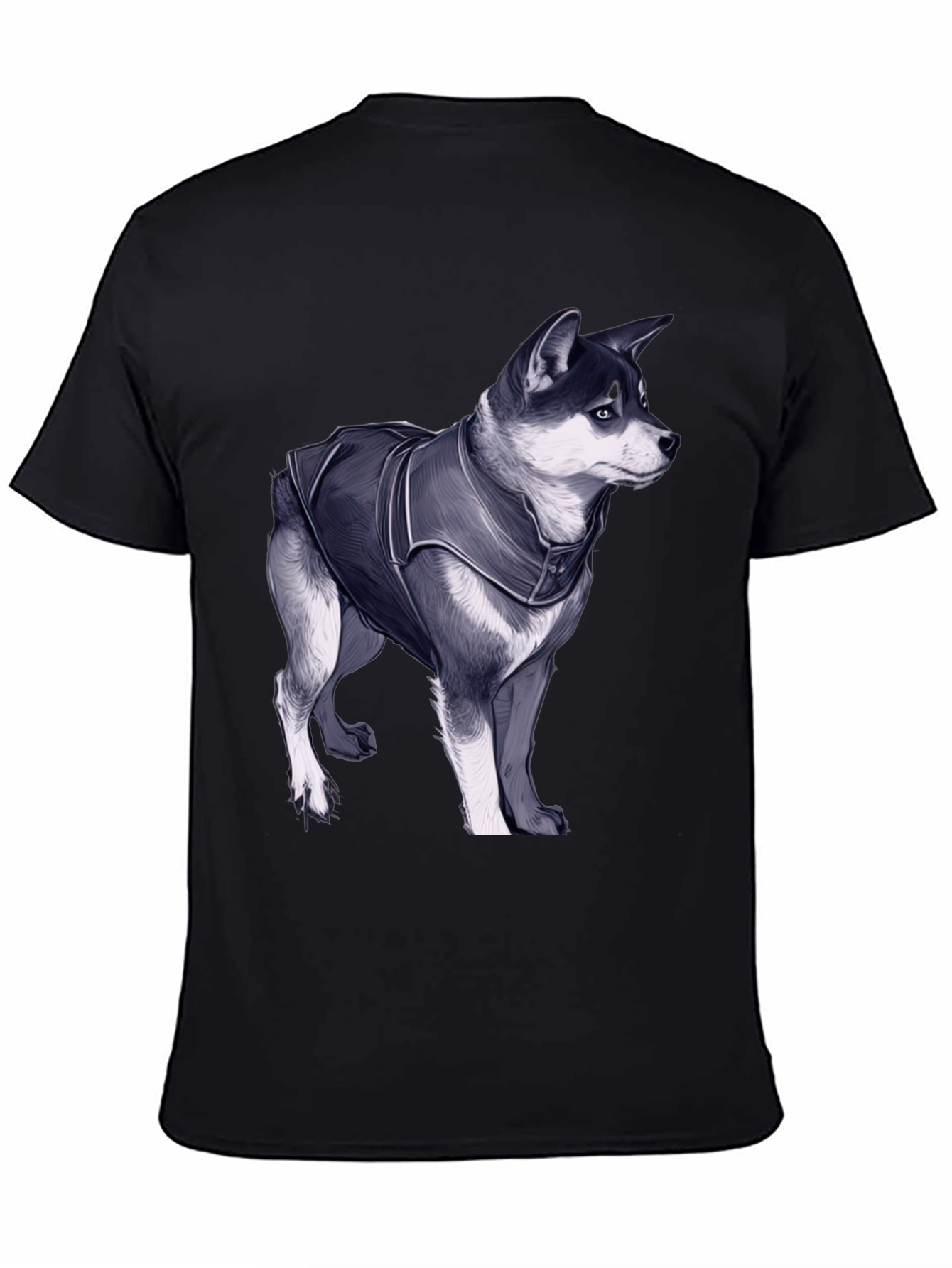 Dog in Jacket Graphic Tee - Black Casual T-Shirt