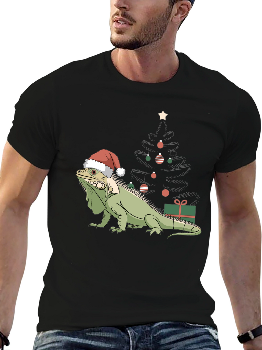 Festive Iguana Christmas T-Shirt