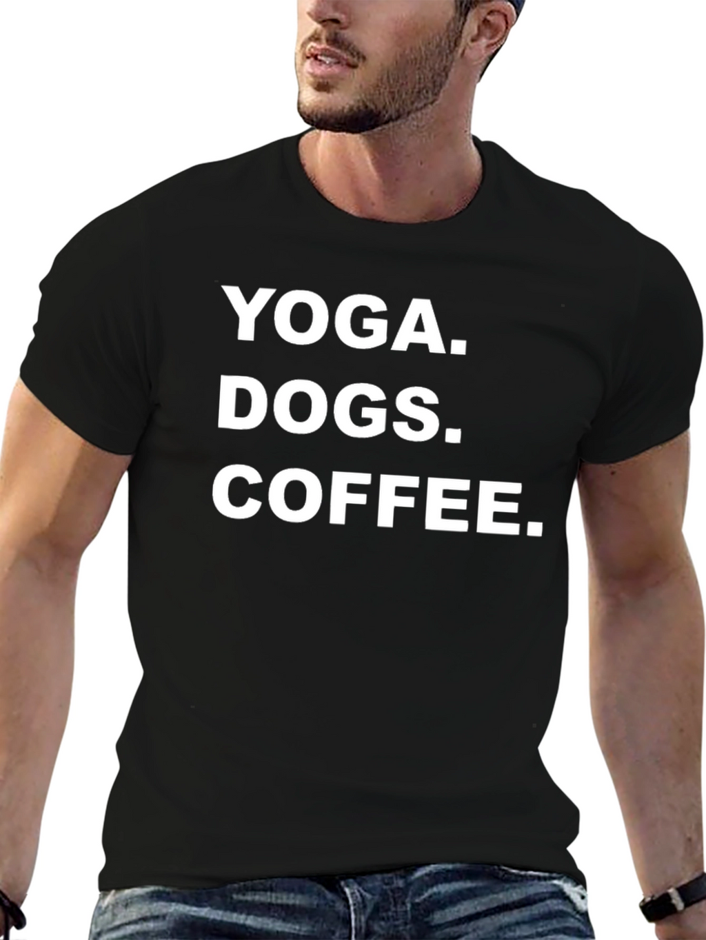 Yoga Dogs Coffee Graphic Tee - Black Cotton T-Shirt