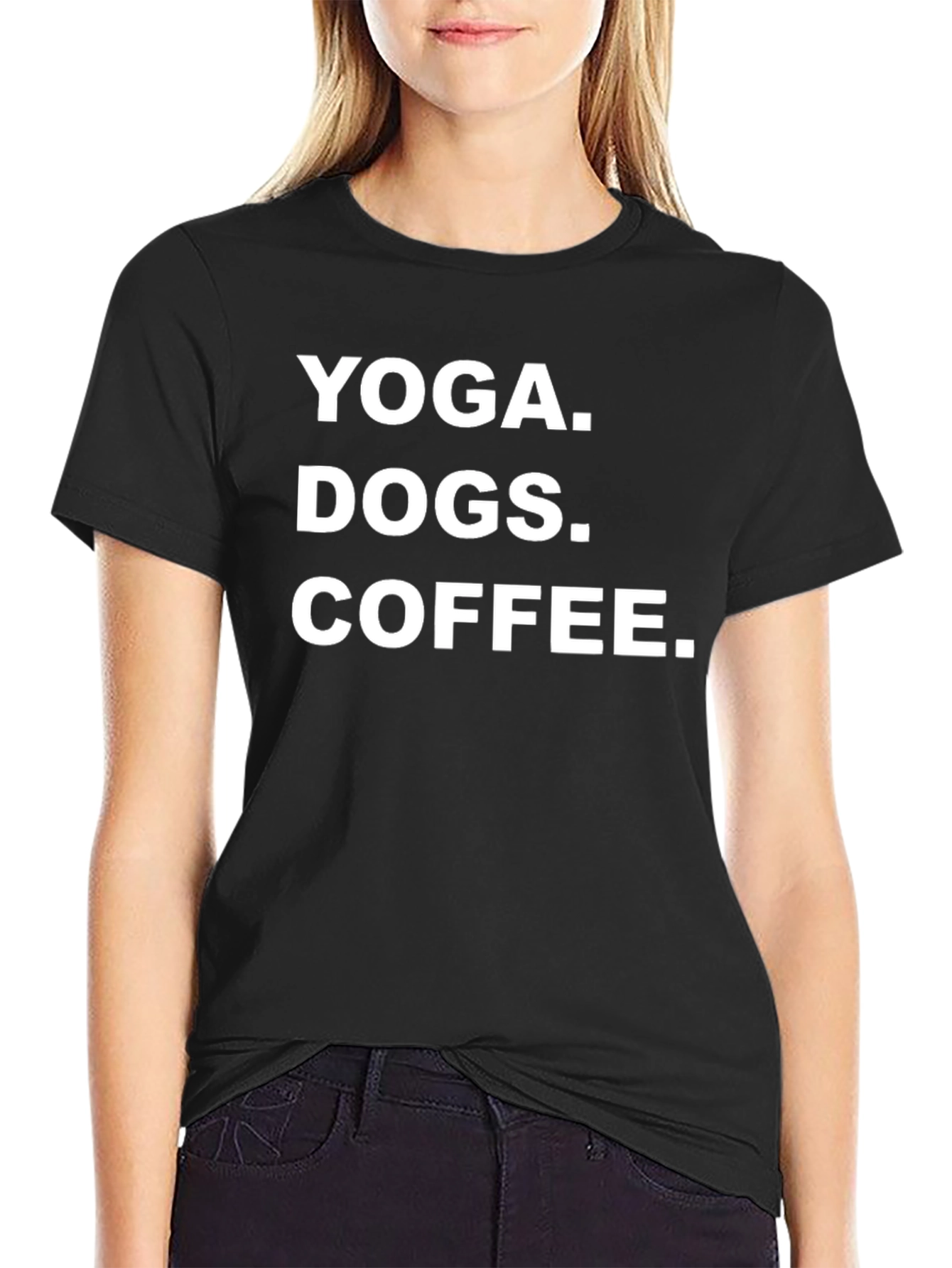 Yoga Dogs Coffee Graphic Tee - Black Cotton T-Shirt
