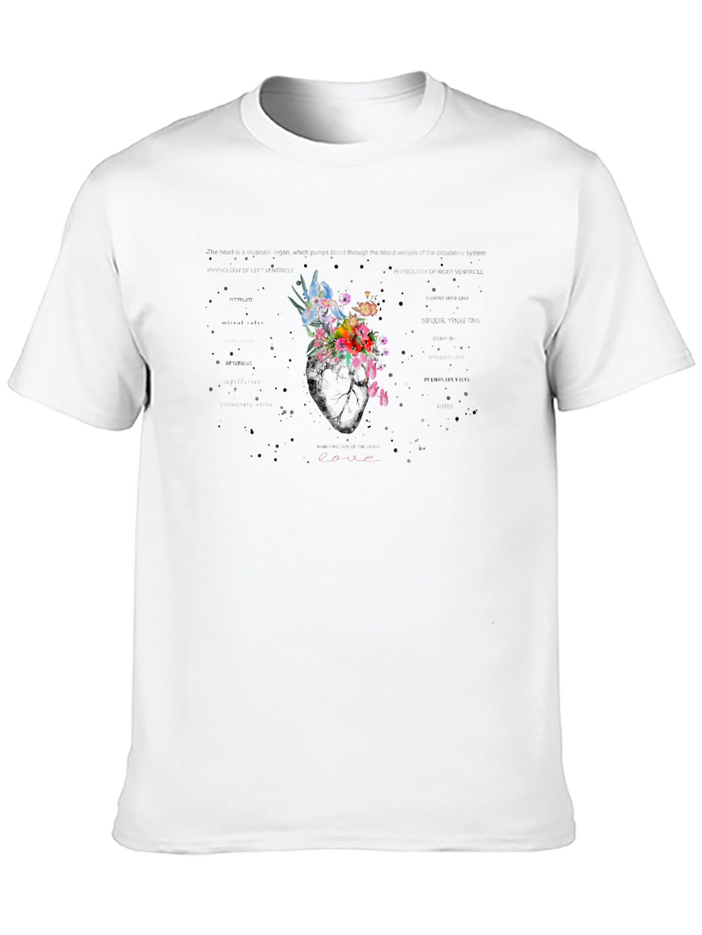 Floral Heart Graphic T-Shirt - Unique Artistic Design