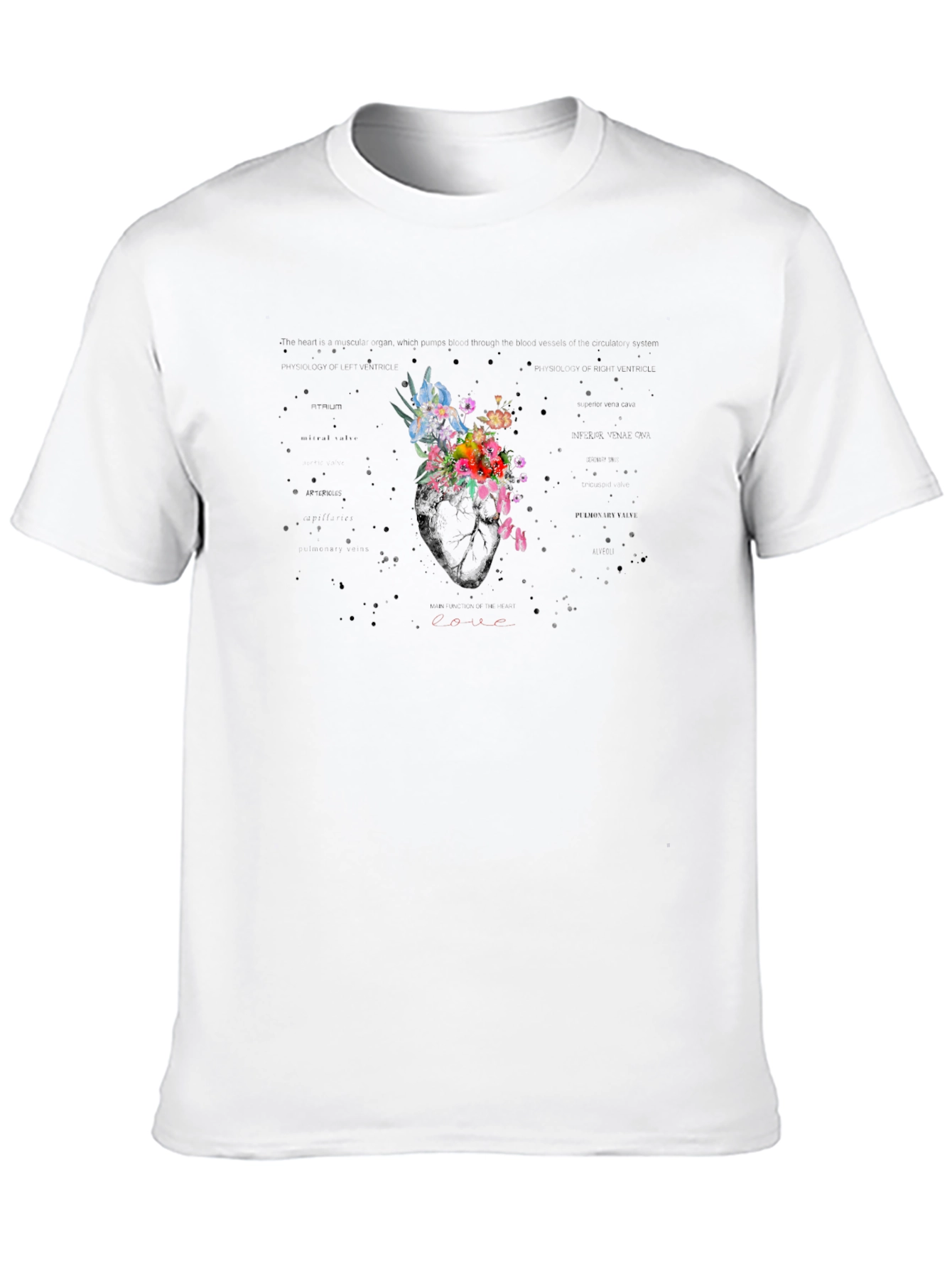 Floral Heart Graphic T-Shirt - Unique Artistic Design