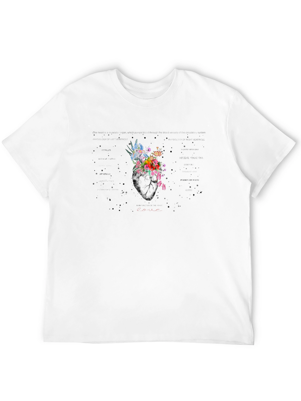 Floral Heart Graphic T-Shirt - Unique Artistic Design