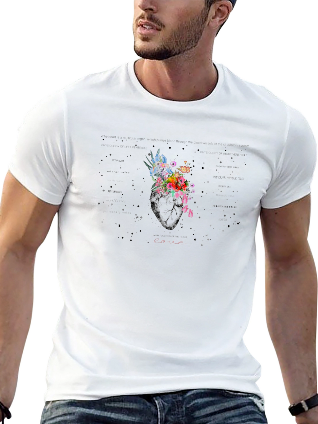 Floral Heart Graphic T-Shirt - Unique Artistic Design