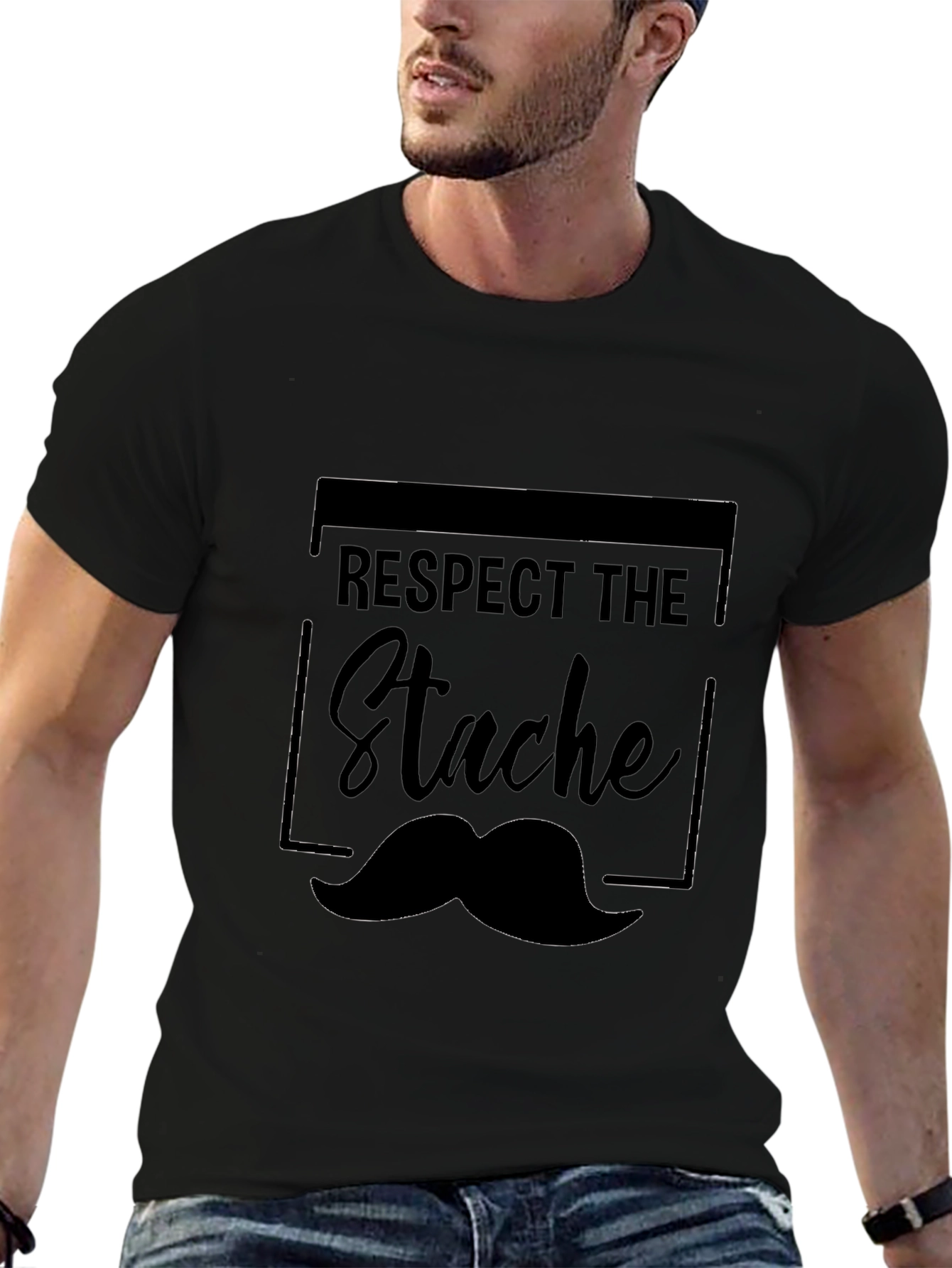 Respect the Stache T-Shirt - Mustache Graphic Tee