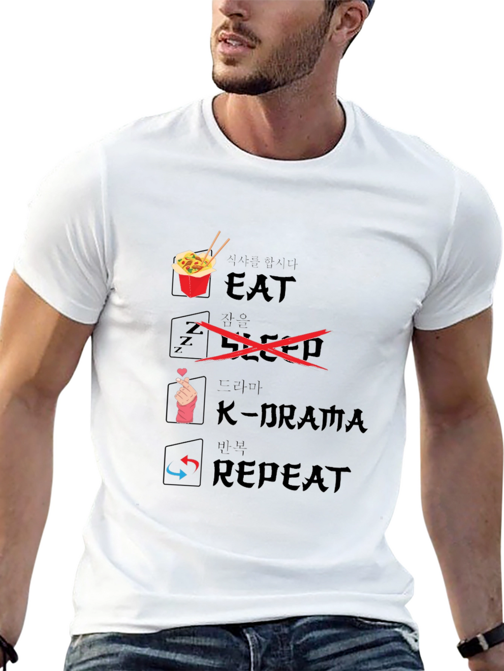 Eat K-Drama Repeat Black T-Shirt