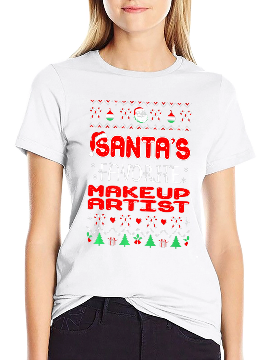 Santas Favorite Makeup Artist Christmas Graphic Tee