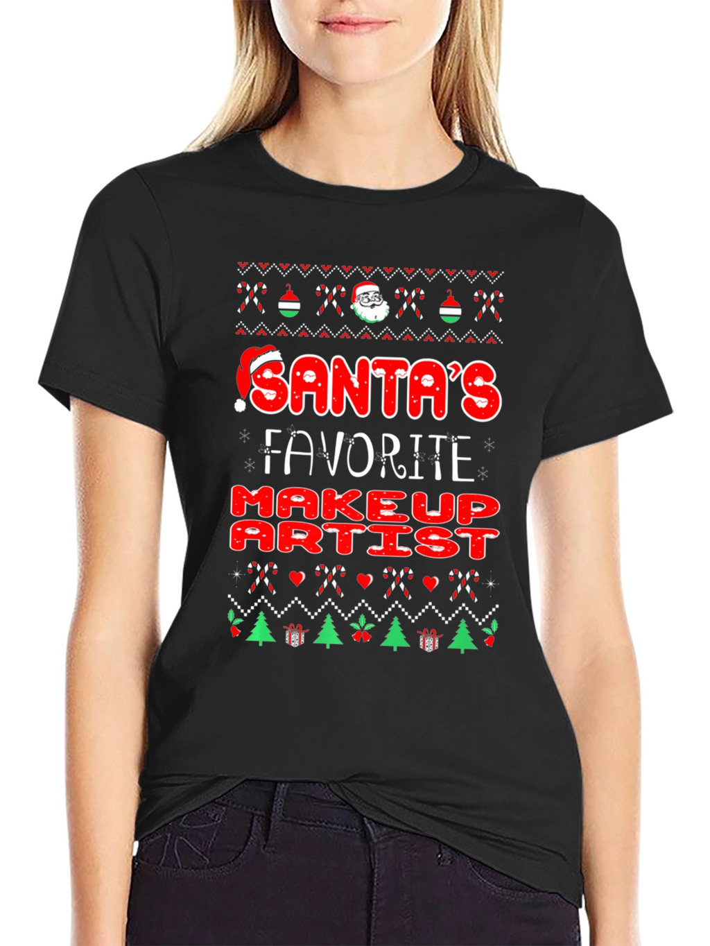 Santas Favorite Makeup Artist Christmas Graphic Tee