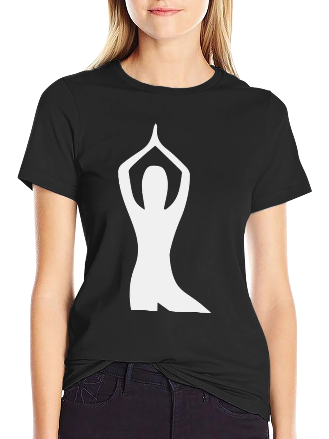 Yoga Pose Graphic Tee - Black Cotton Shirt