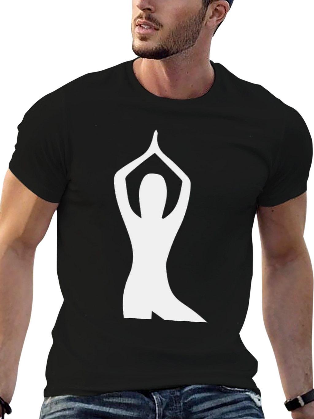 Yoga Pose Graphic Tee - Black Cotton Shirt