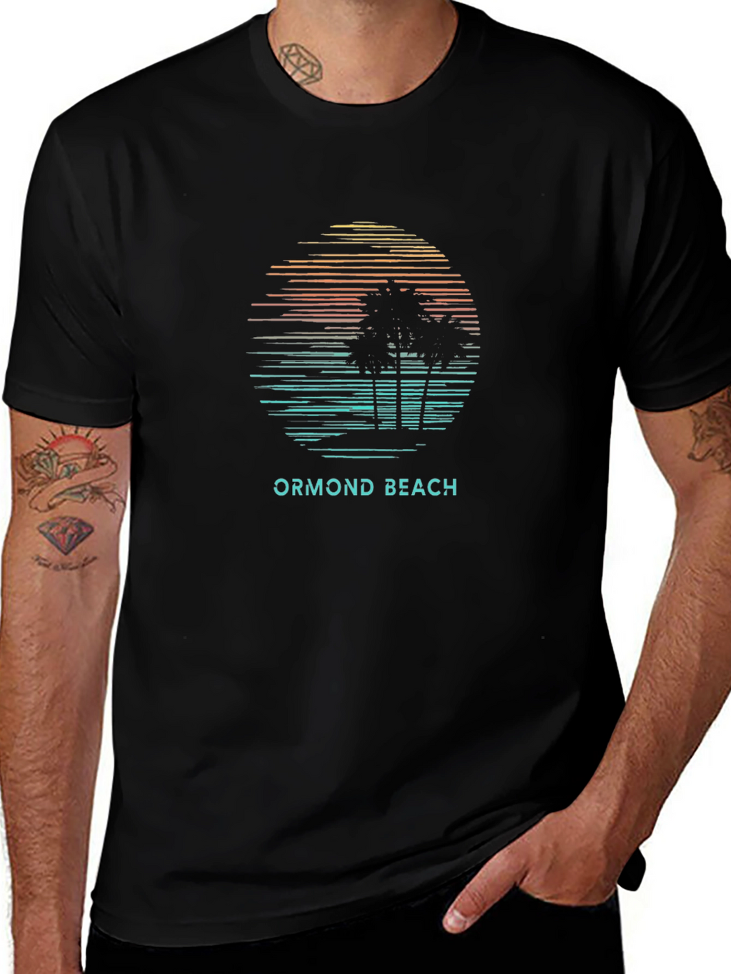 Ormond Beach Sunset Palm Tree Graphic Tee