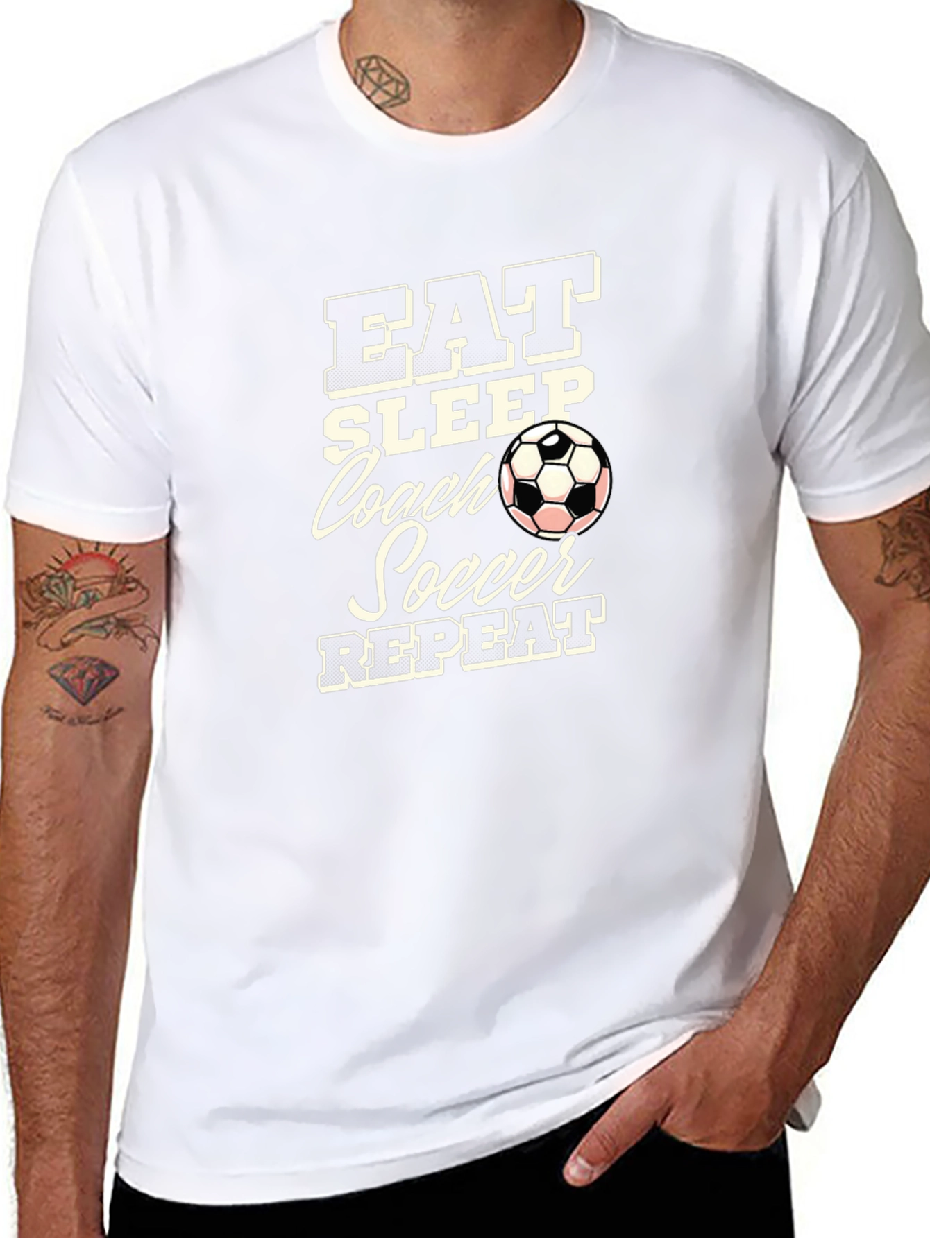 Eat Sleep Coach Soccer Repeat Black T-Shirt