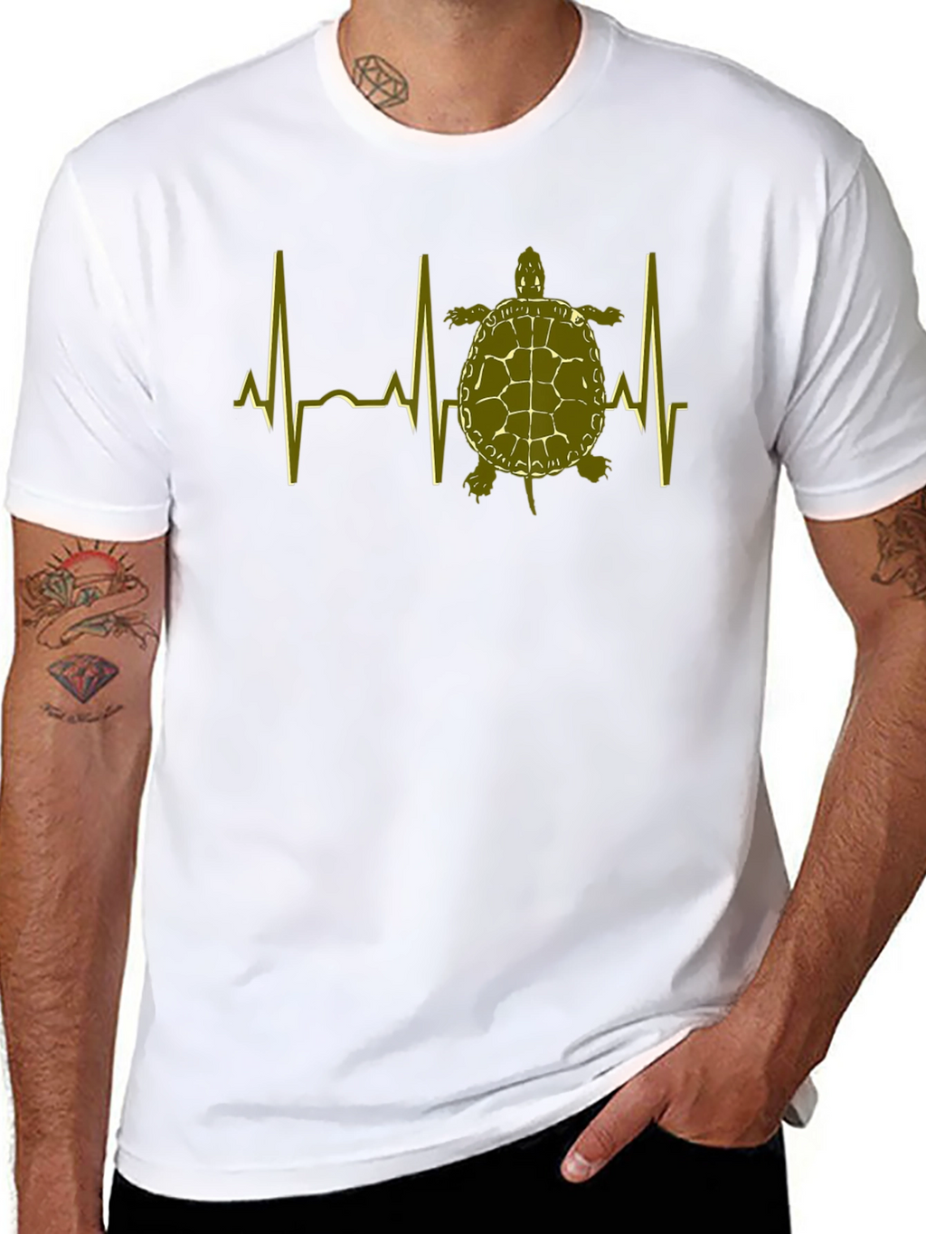 Turtle Heartbeat T-Shirt - Black Cotton Tee