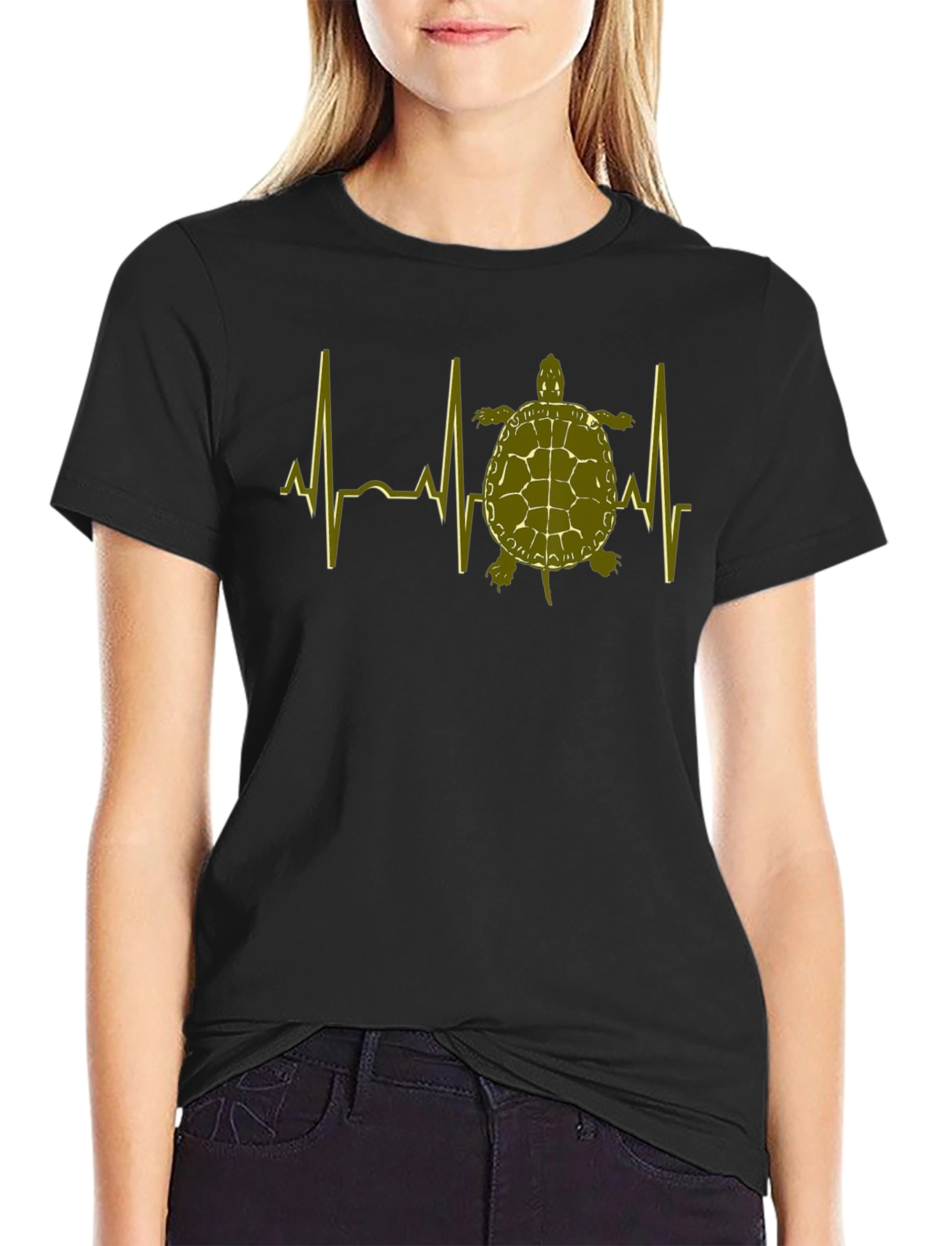 Turtle Heartbeat T-Shirt - Black Cotton Tee