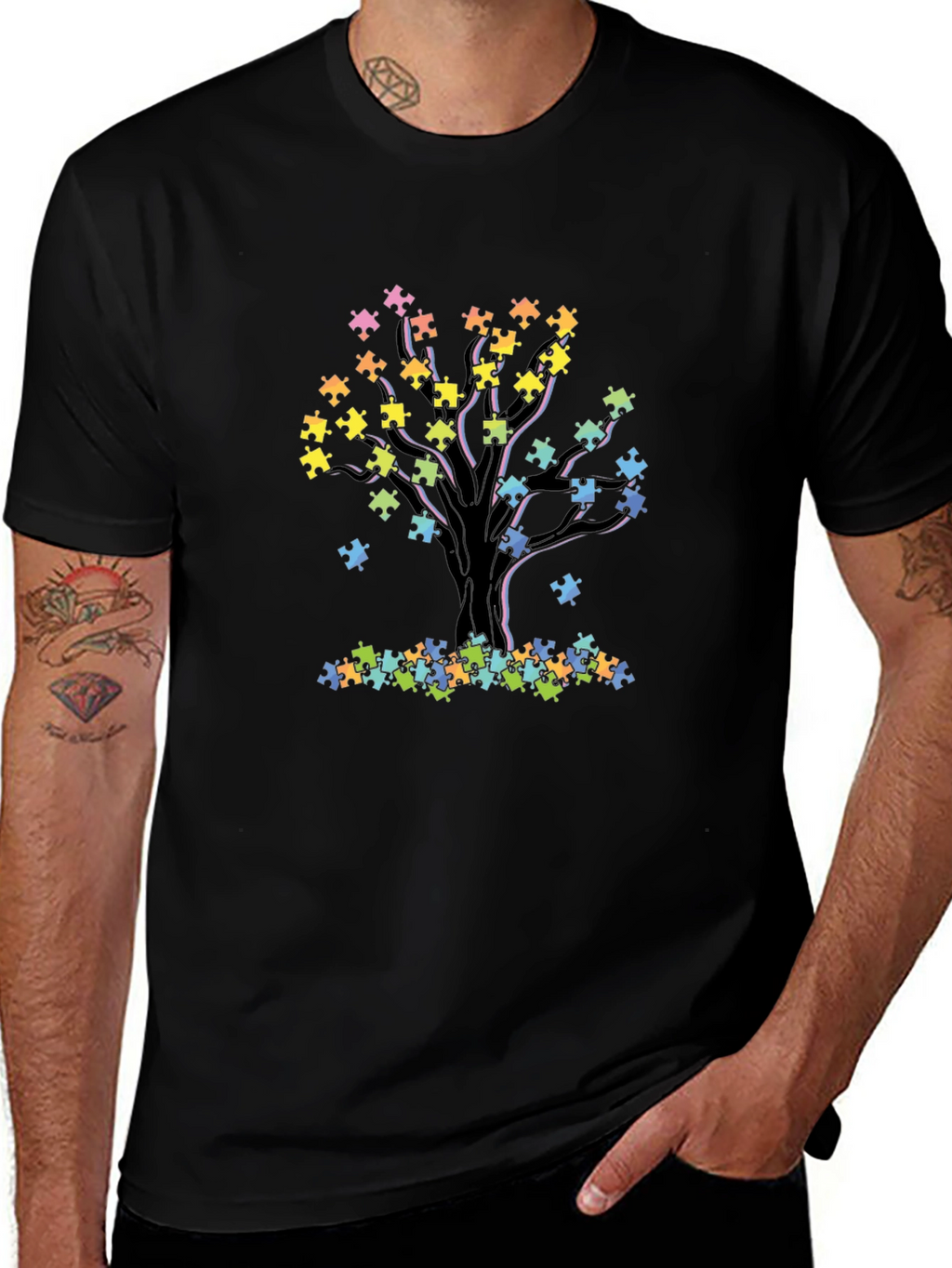 Autism Awareness Puzzle Tree T-Shirt