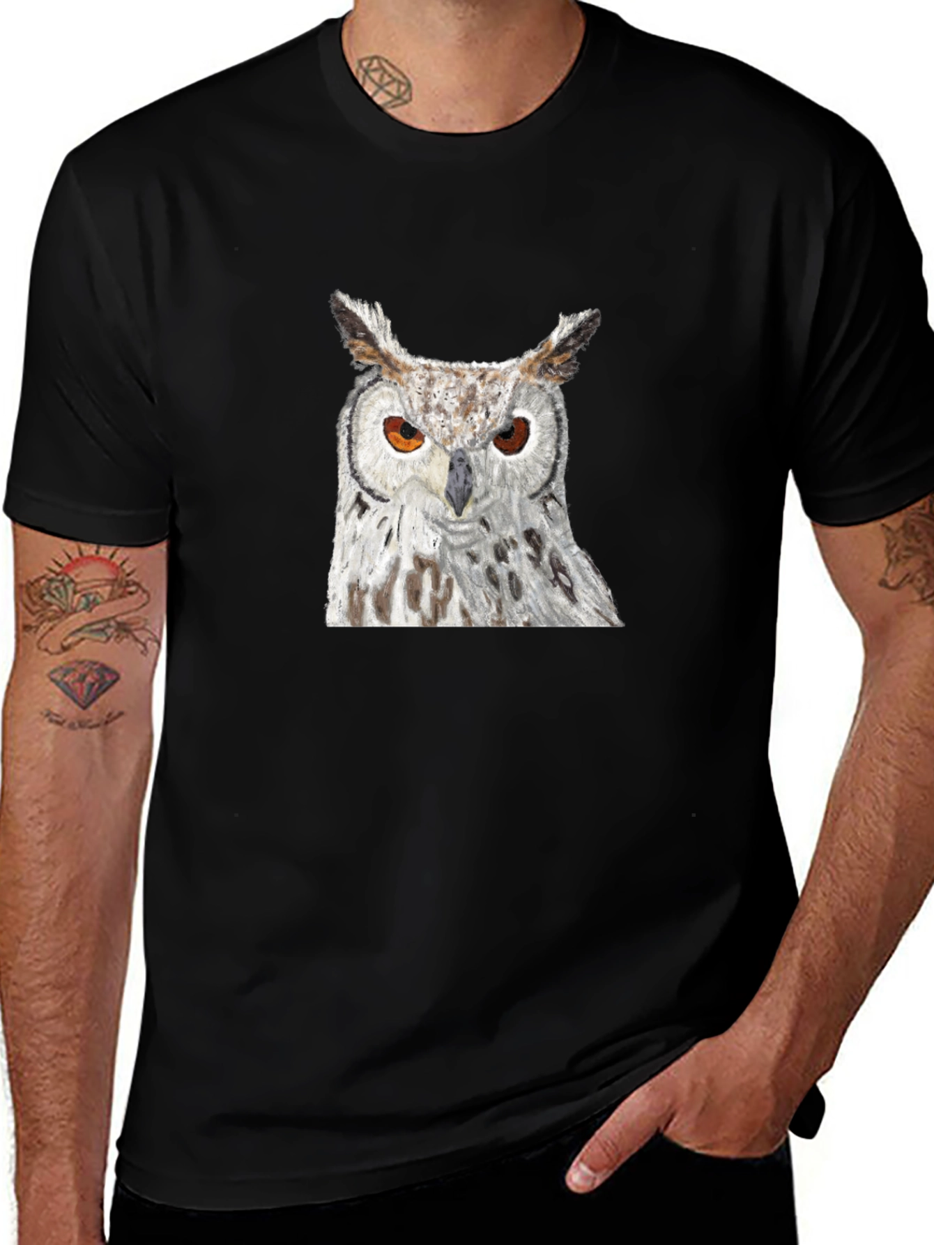 Owl Graphic Black T-Shirt - Unisex