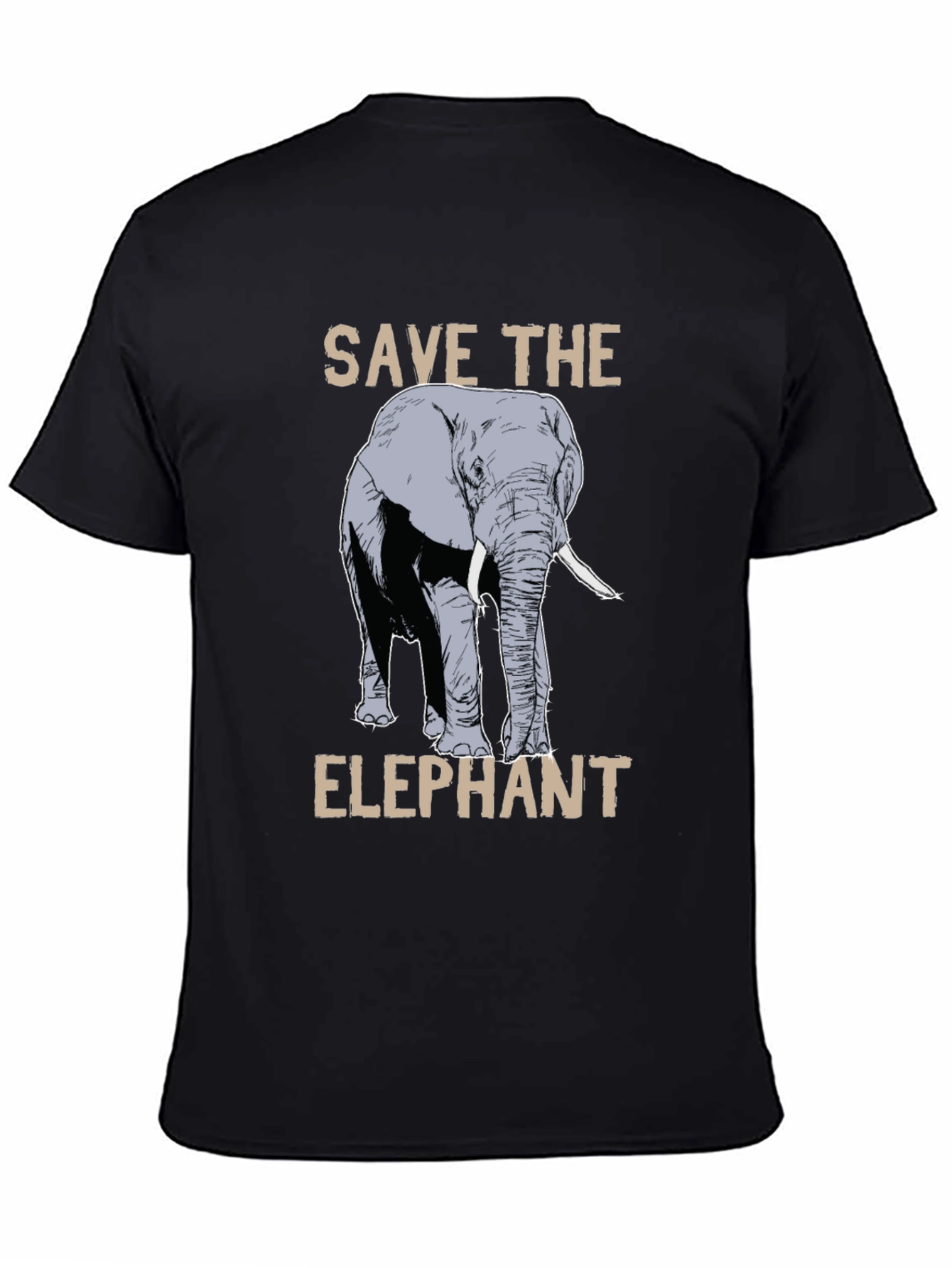 Save the Elephant Graphic Tee - Black Cotton T-Shirt