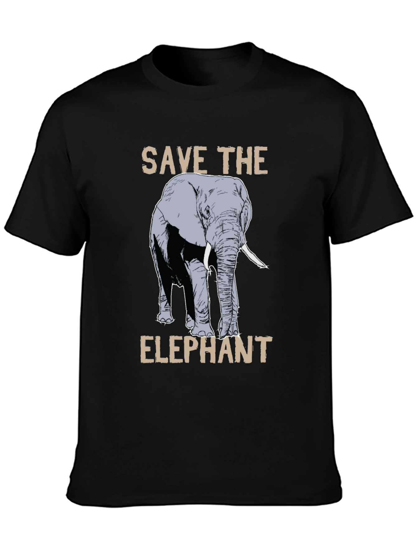 Save the Elephant Graphic Tee - Black Cotton T-Shirt