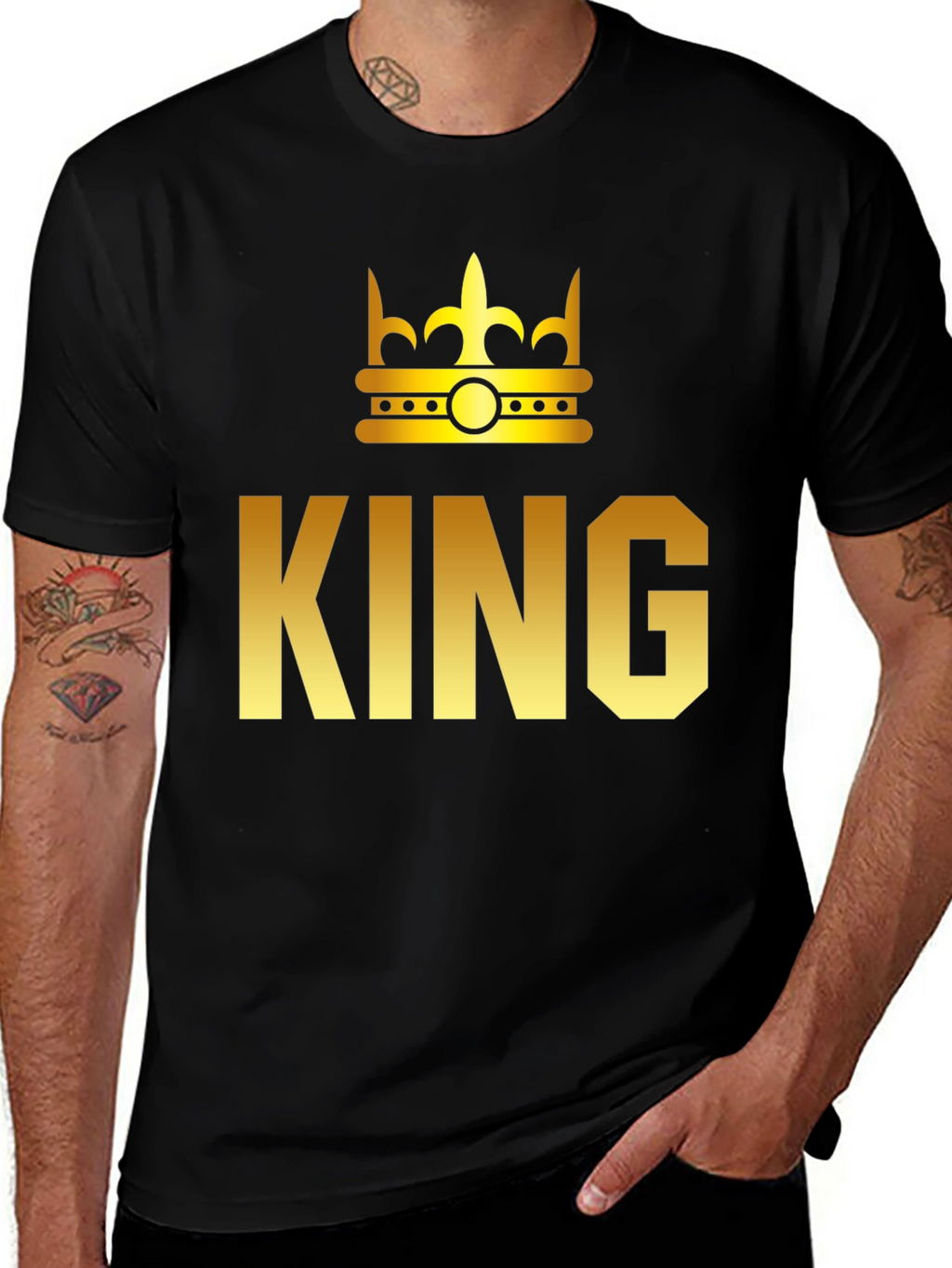 King Graphic T-Shirt - Gold Crown Print