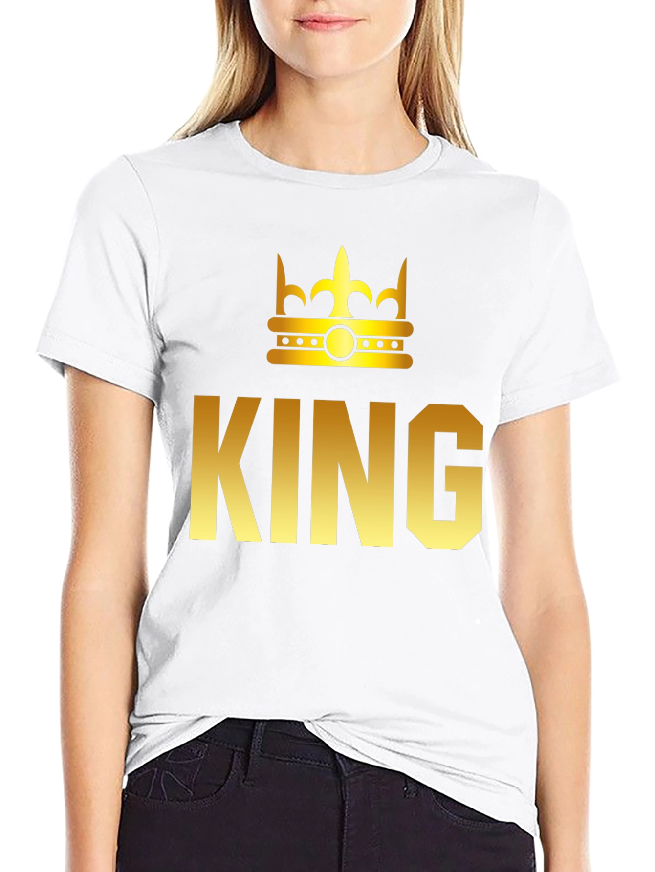 King Graphic T-Shirt - Gold Crown Print