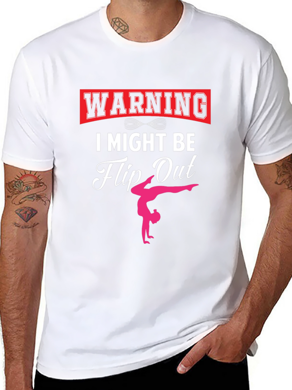Warning I Might Be Flip Out Gymnast Black T-Shirt