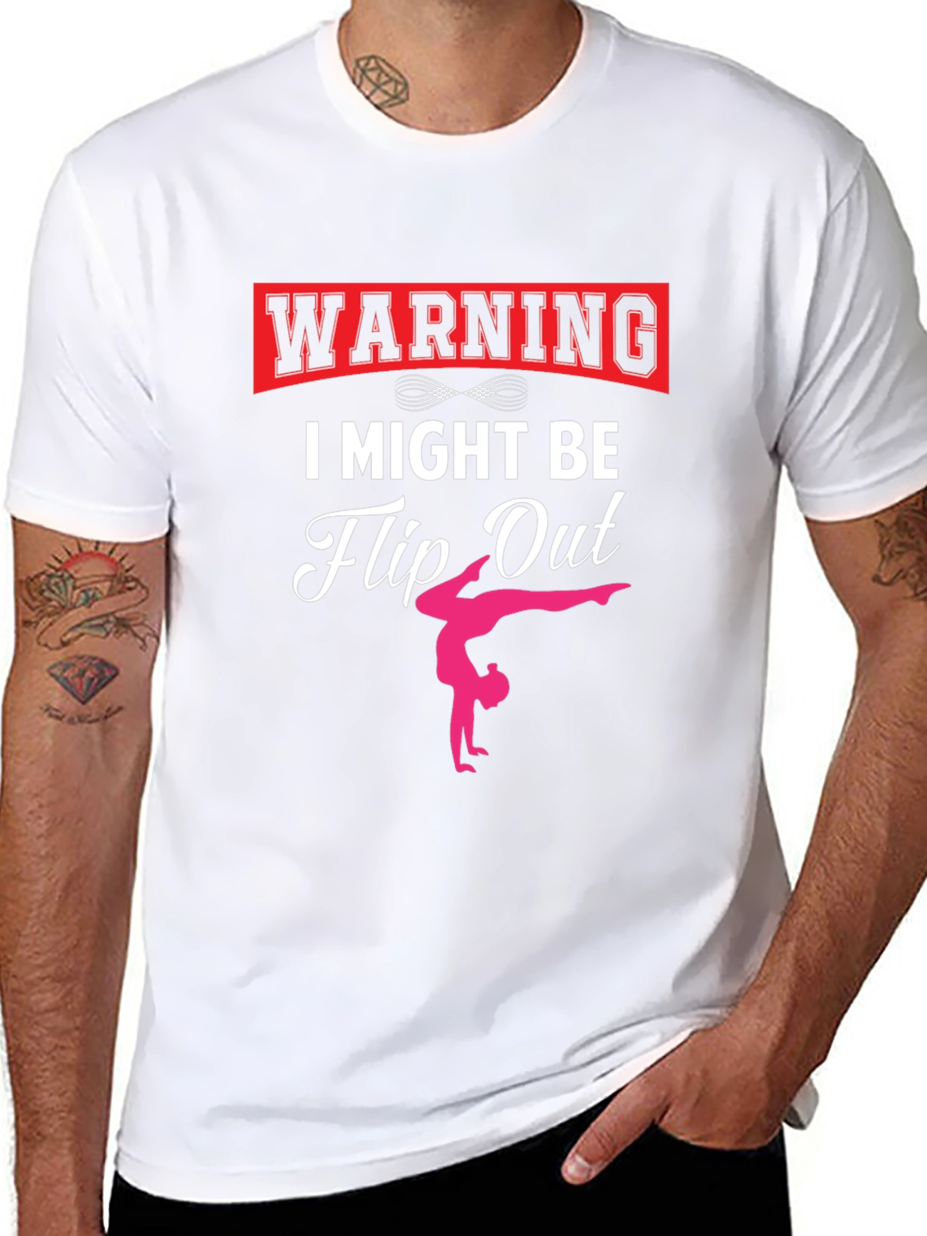 Warning I Might Be Flip Out Gymnast Black T-Shirt