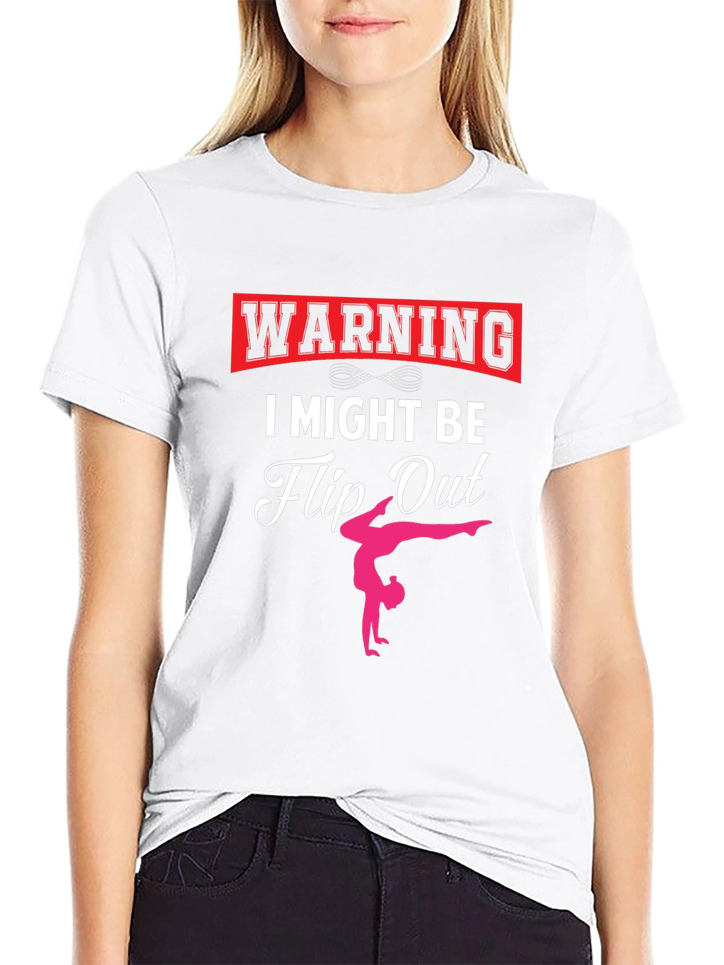 Warning I Might Be Flip Out Gymnast Black T-Shirt