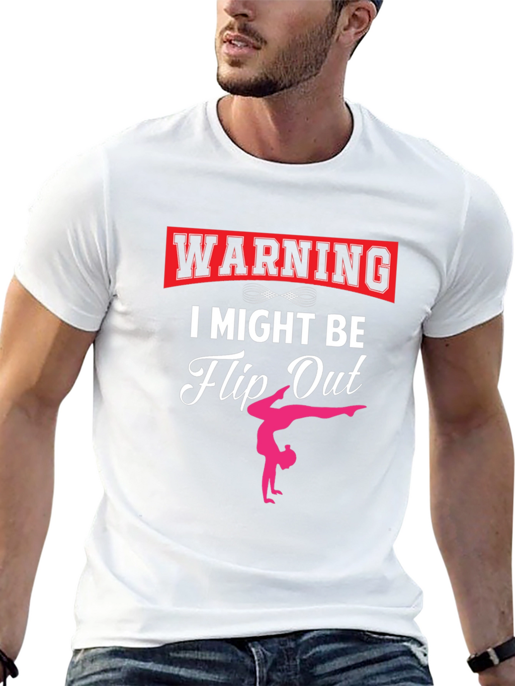 Warning I Might Be Flip Out Gymnast Black T-Shirt