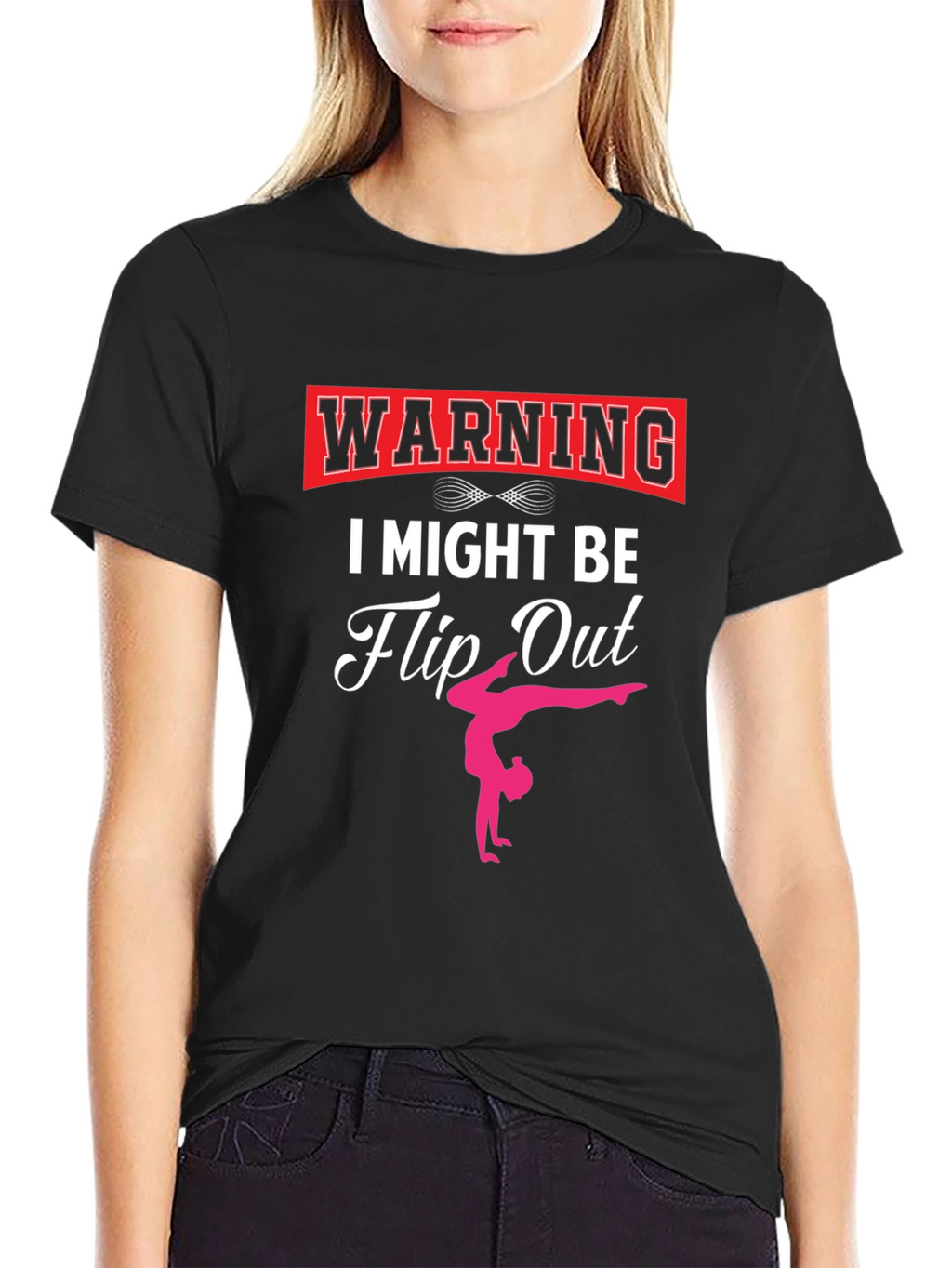 Warning I Might Be Flip Out Gymnast Black T-Shirt