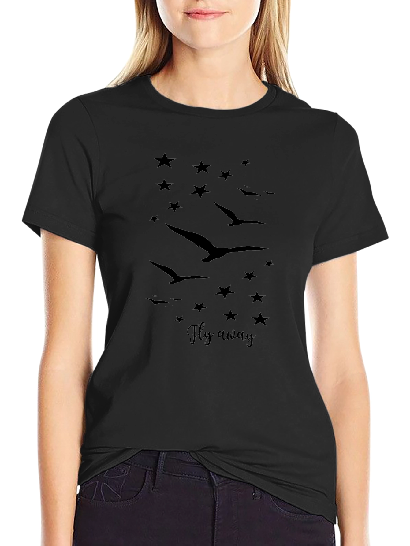Fly Away Graphic Tee - Stylish Black T-Shirt
