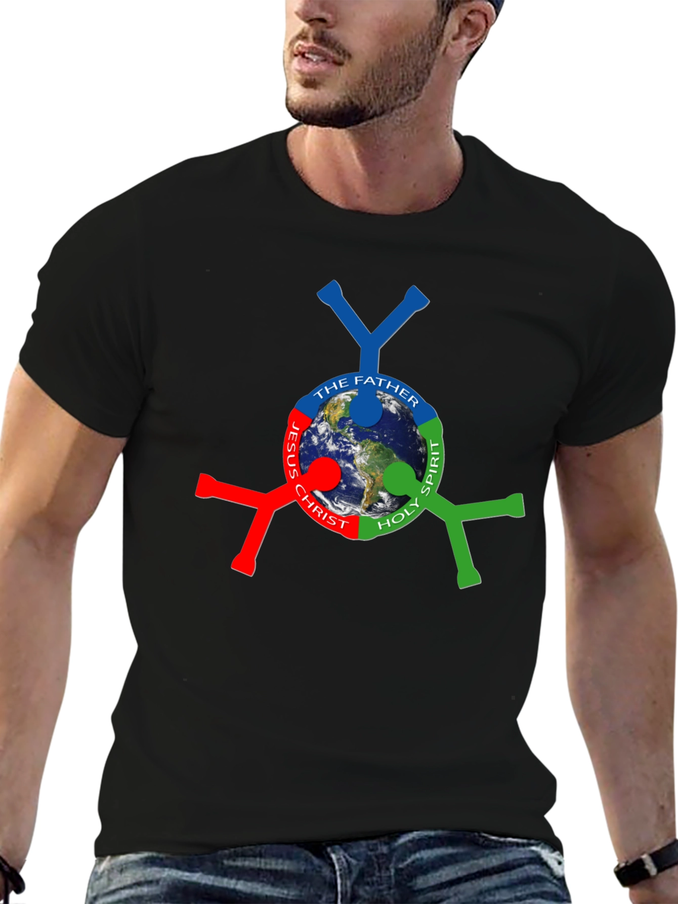 Trinity Earth Graphic Tee - Black Cotton Blend