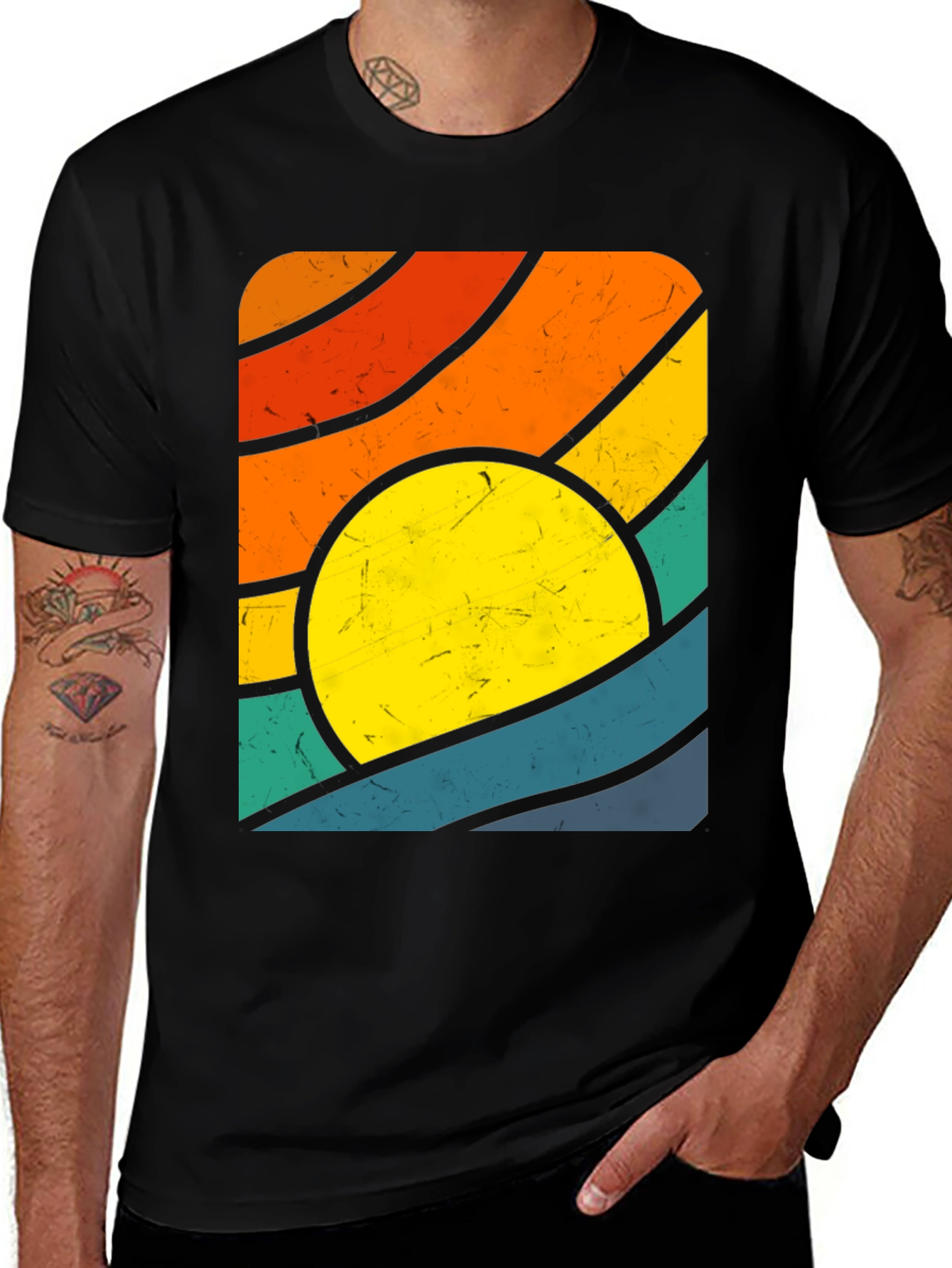 Retro Sunset Graphic Tee - Vintage Style T-Shirt