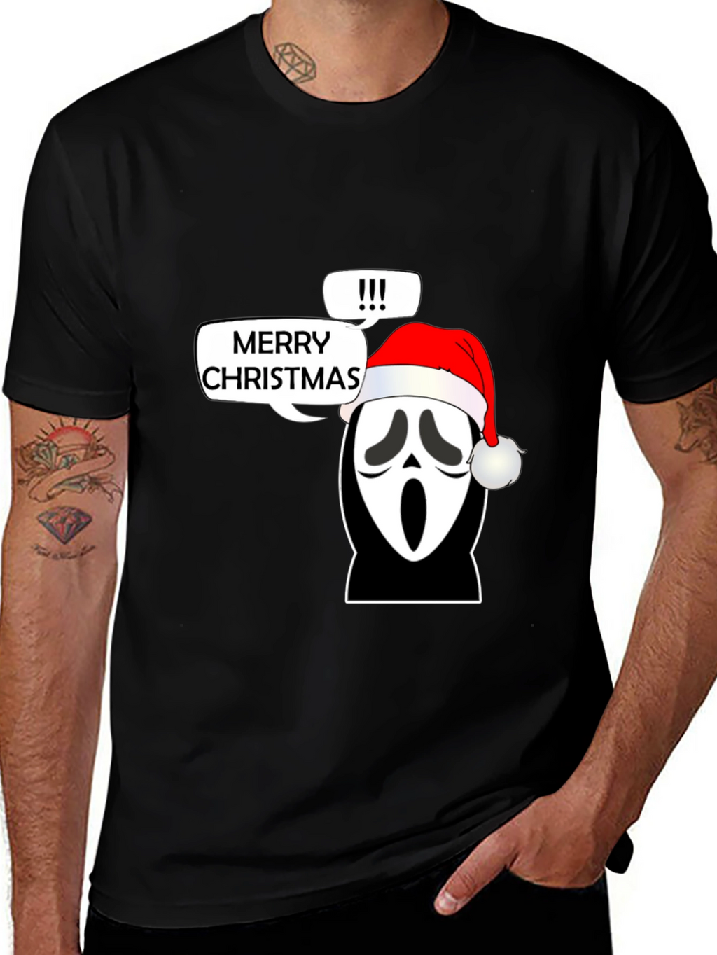 Ghost Face Merry Christmas Graphic T-Shirt
