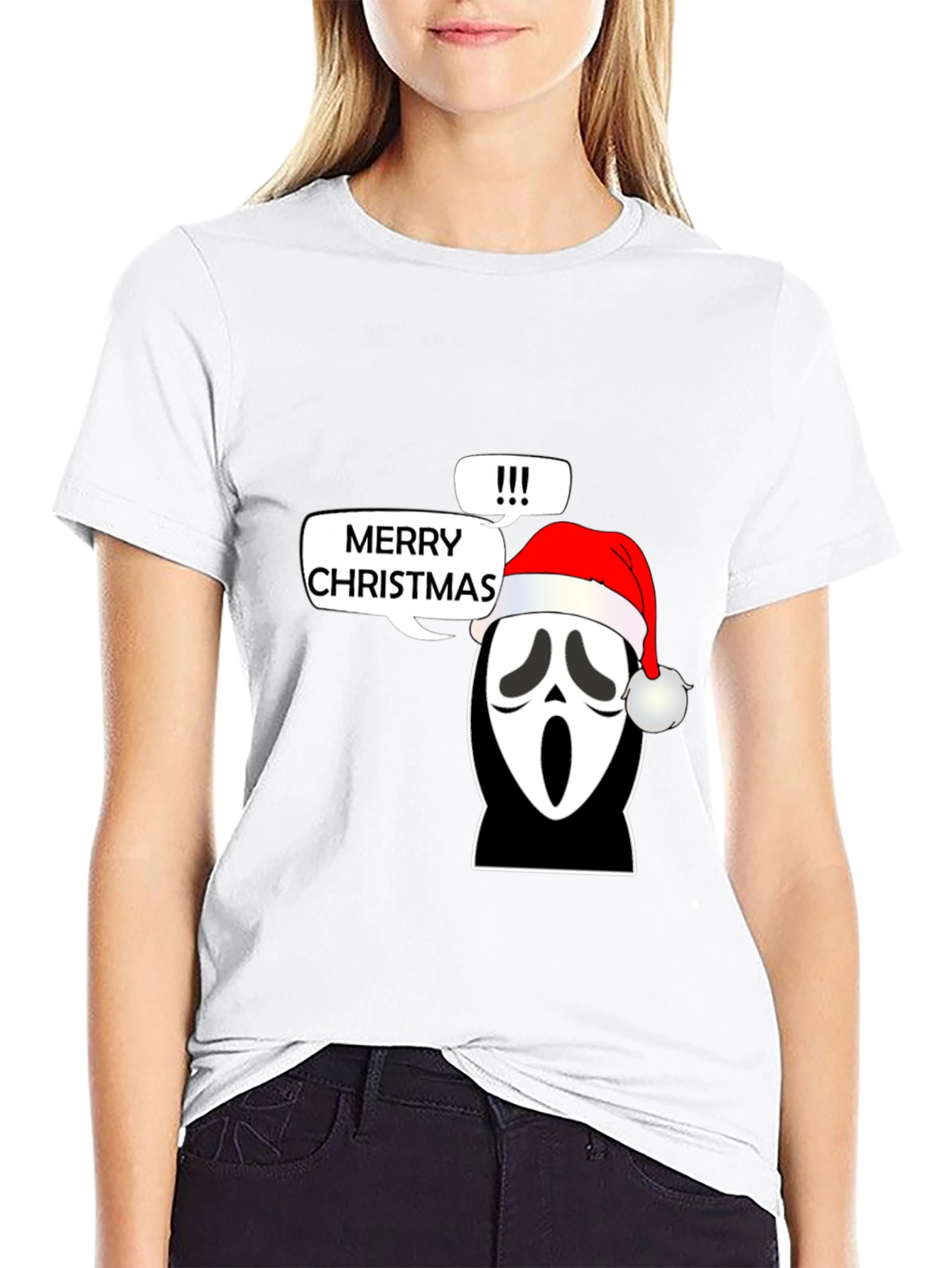 Ghost Face Merry Christmas Graphic T-Shirt